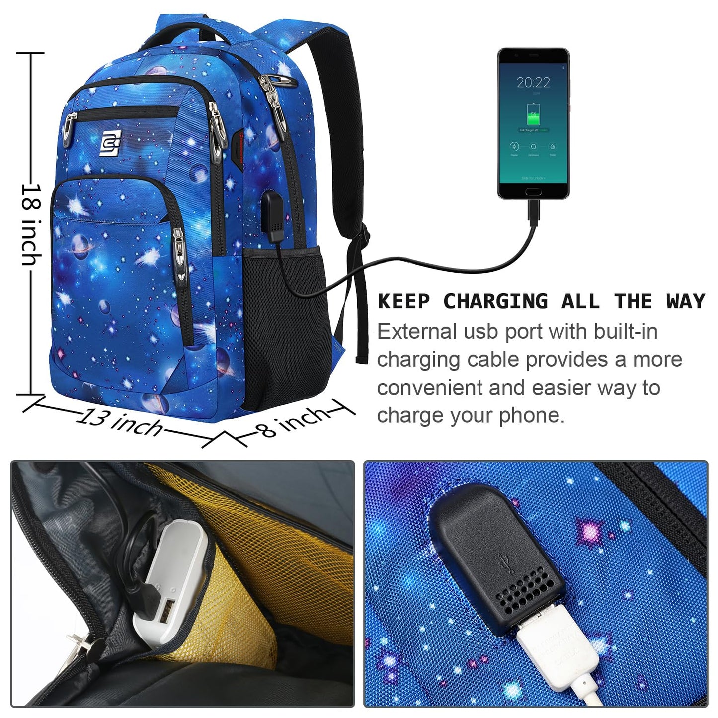 Laptop Backpack,Business Travel Anti Theft Slim Durable Laptops Backpack with USB Charging Port,Water Resistant College Computer Bag for Women & Men Fits 15.6 Inch Laptop and Notebook - Black