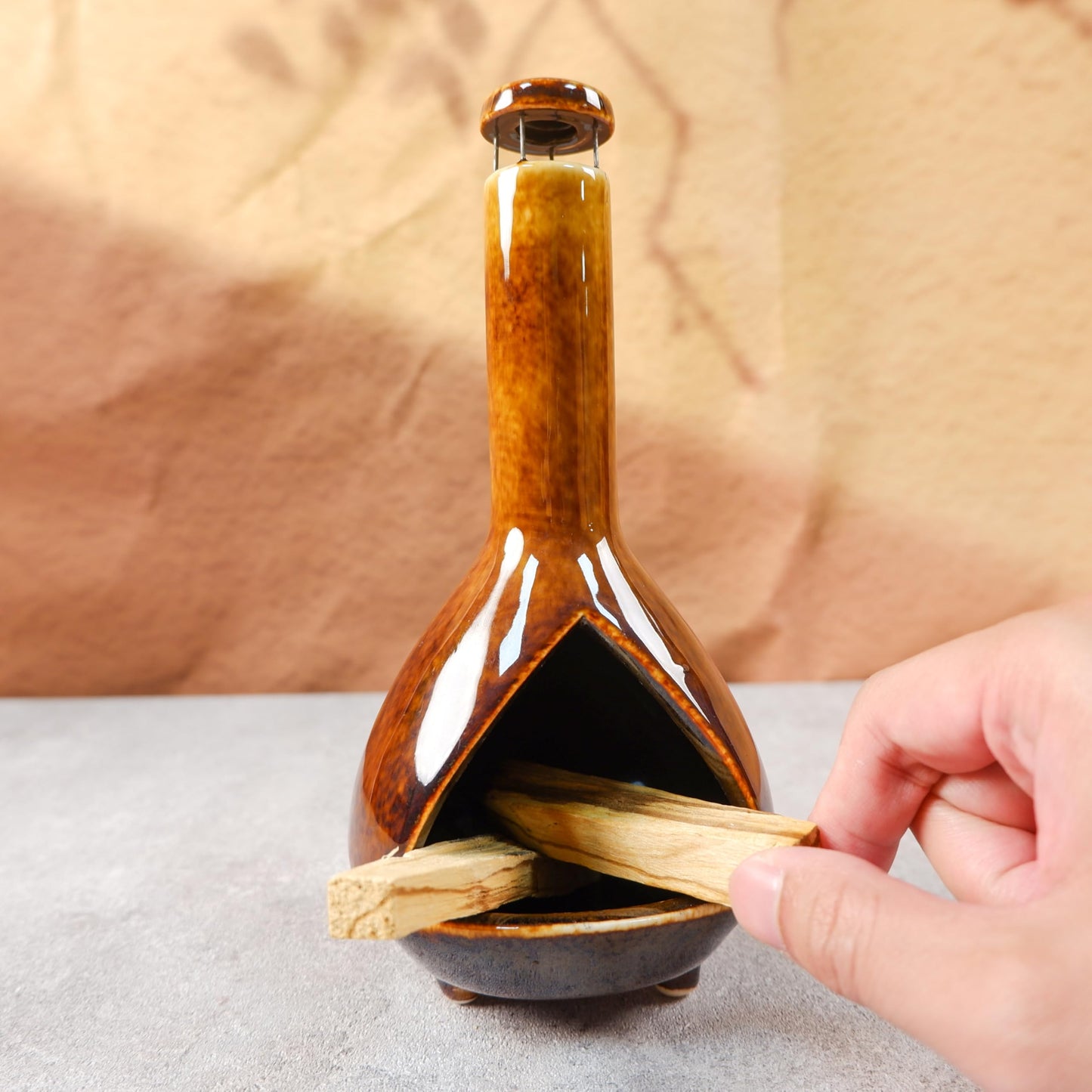 Handmade Ceramic Palo Santo Holder Burner - Mini Chimenea Incense Dish for Palo Santo and Sticks - Sage Holder for Meditation Decor