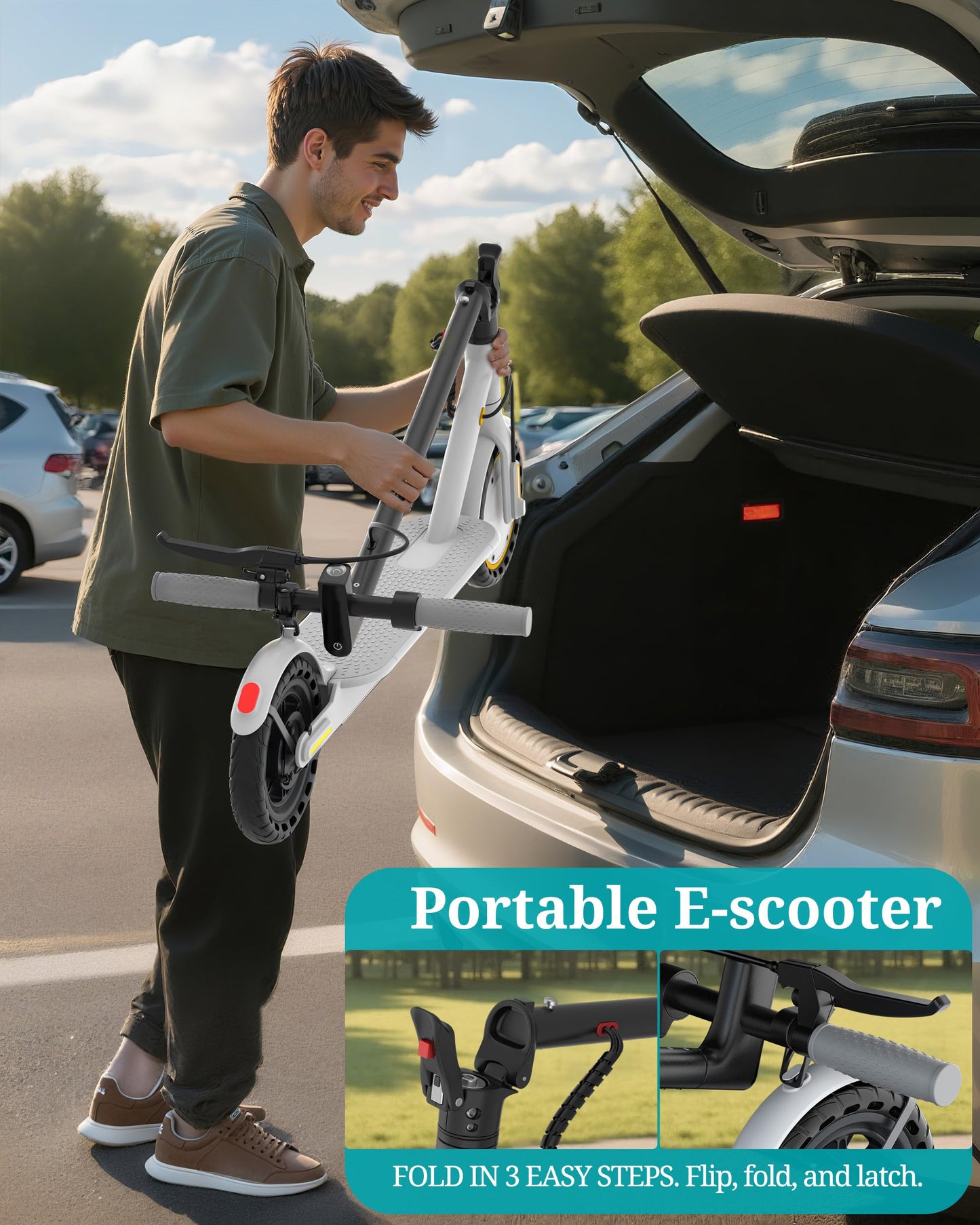 Electric Scooter for Adults, 350W/500W Motor, 16-22 Miles Range, 8.5"/10" Solid Tires, Dual Braking & Suspension, Folding Portable Commuting E-Scooter with App