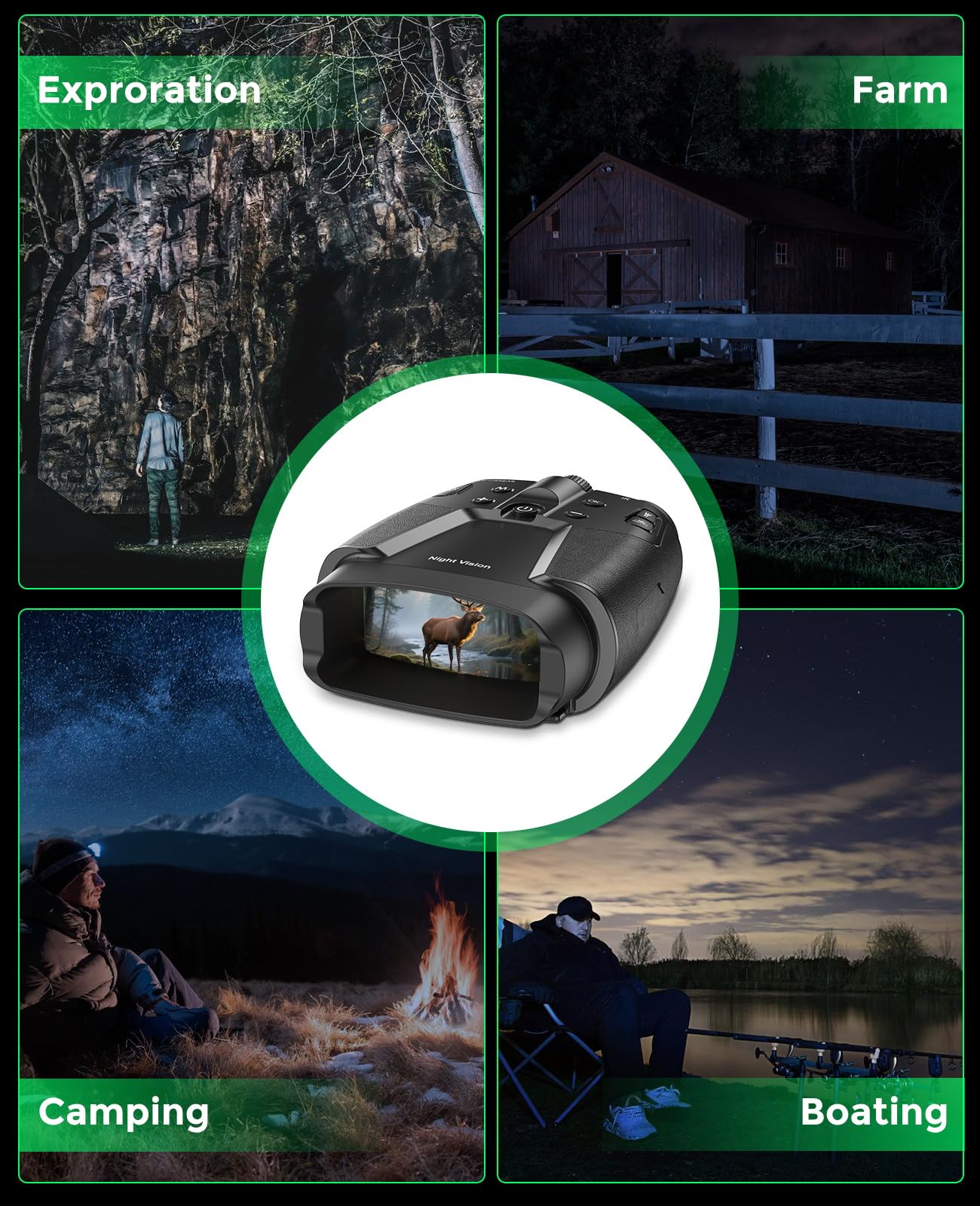 Night Vision Goggles for Adults, 3" HD Screen, 5000mAh Rechargeable Night Vision Binoculars with 32GB Card & 4K Video Recording for Wildlife, Hunting, Security