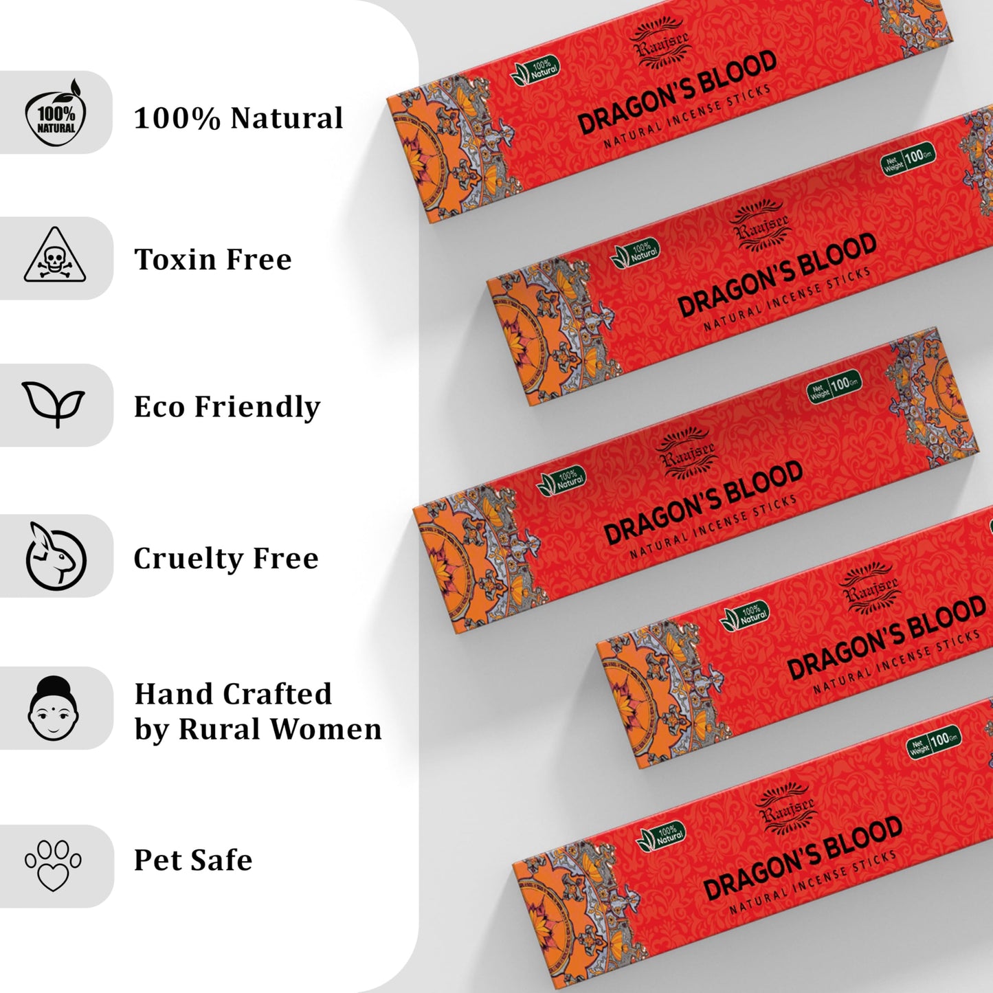 Raajsee Dragons Blood Incense Sticks (180 gm), 100% Pure Organic Natural Hand Rolled Free from Chemicals, (Pack of 12) Visit The raajsee Store