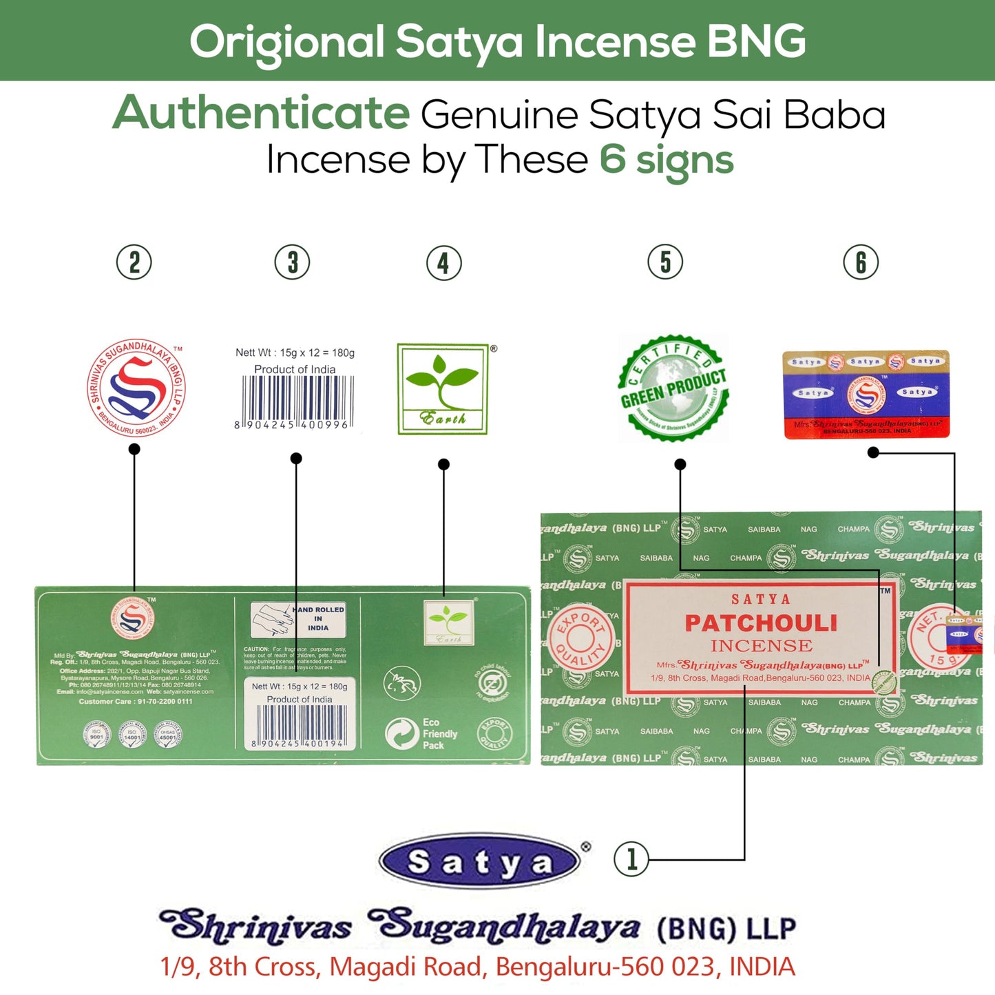 Satya Divine Blessings Incense Sticks, Satya Bng (Bangalore) Insenses 15gmx12 Pack with Raajsee Incense Holder Bundle, Satya Nagchampa Natural Incense