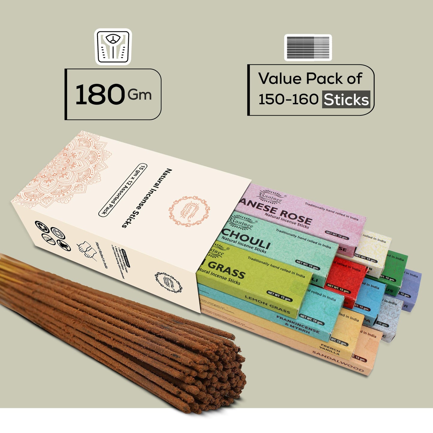 Raajsee Dragons Blood Incense Sticks (180 gm), 100% Pure Organic Natural Hand Rolled Free from Chemicals, (Pack of 12) Visit The raajsee Store