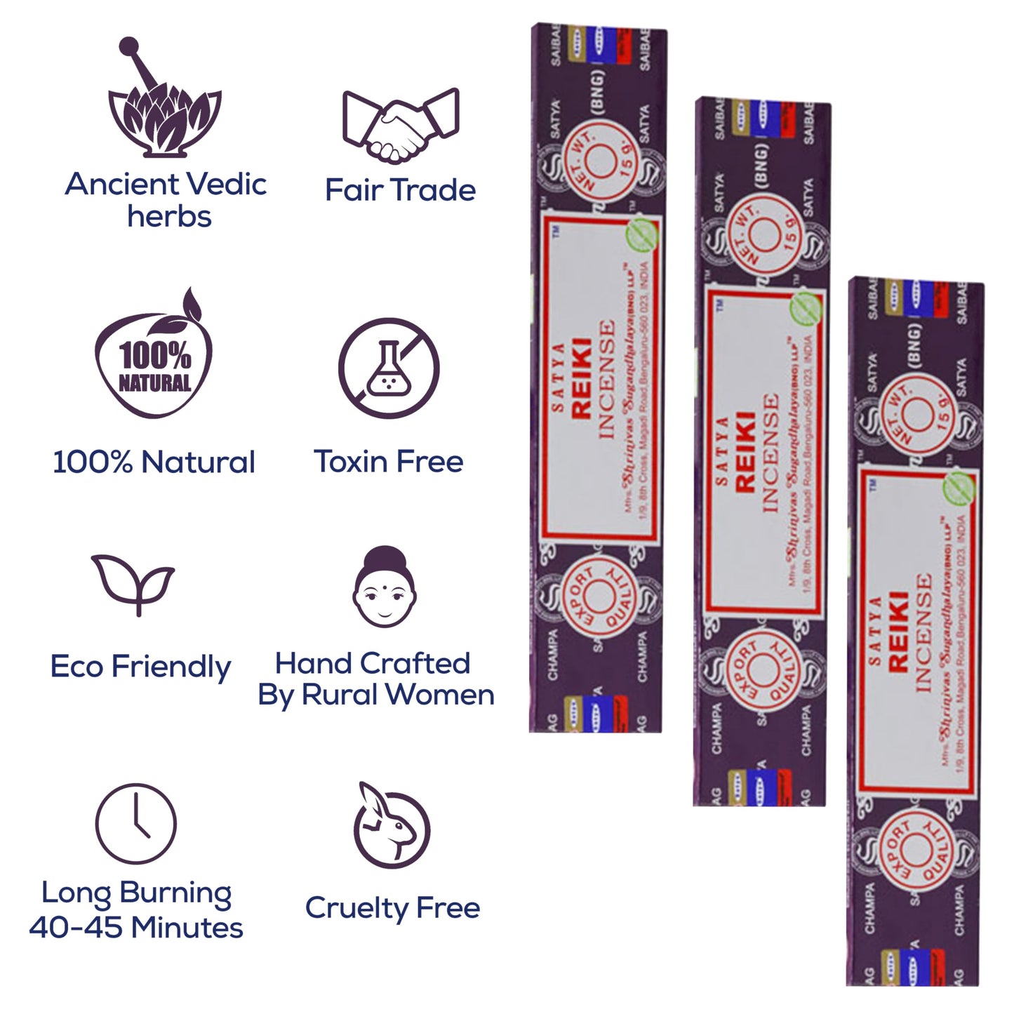 Satya Divine Blessings Incense Sticks, Satya Bng (Bangalore) Insenses 15gmx12 Pack with Raajsee Incense Holder Bundle, Satya Nagchampa Natural Incense