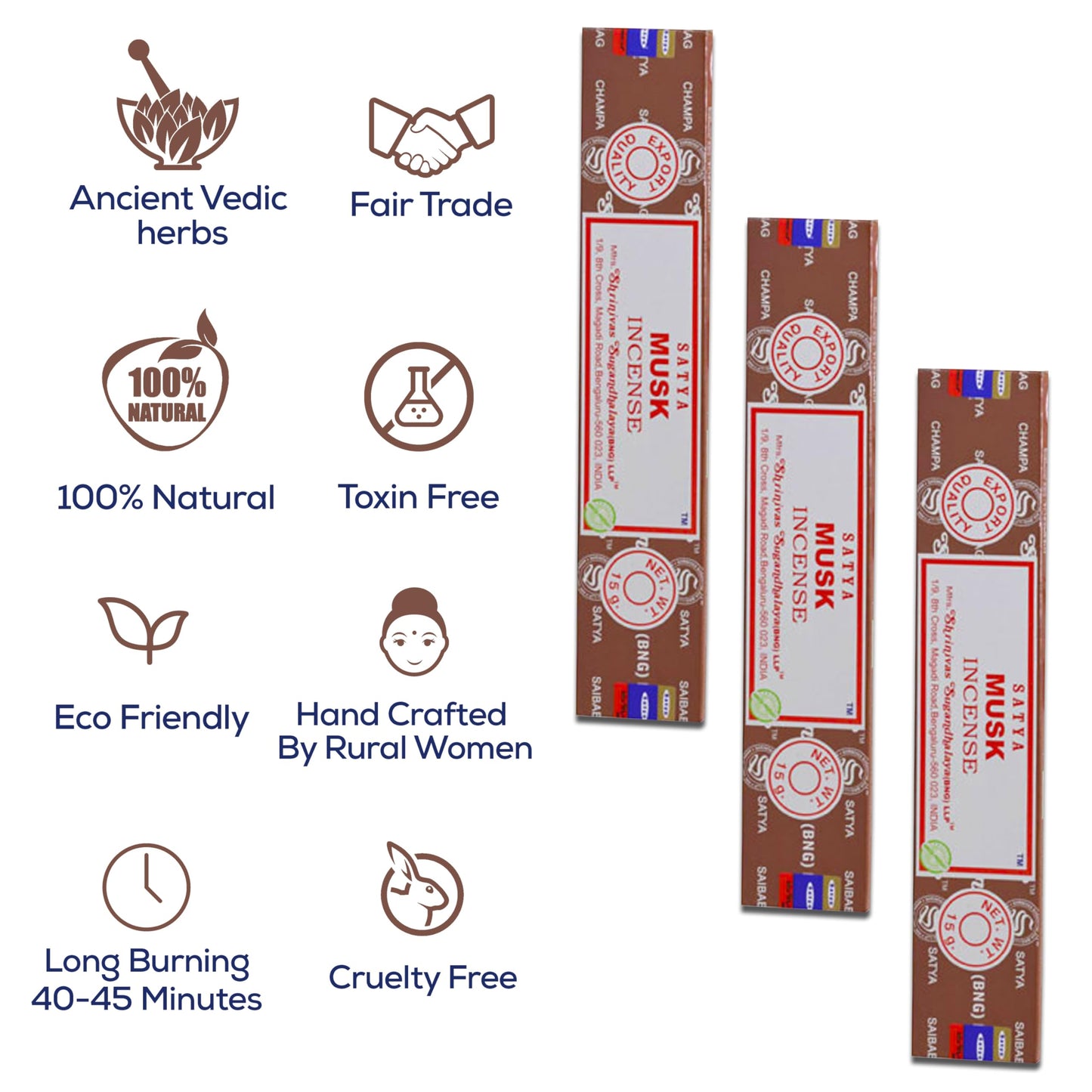 Satya Divine Blessings Incense Sticks, Satya Bng (Bangalore) Insenses 15gmx12 Pack with Raajsee Incense Holder Bundle, Satya Nagchampa Natural Incense