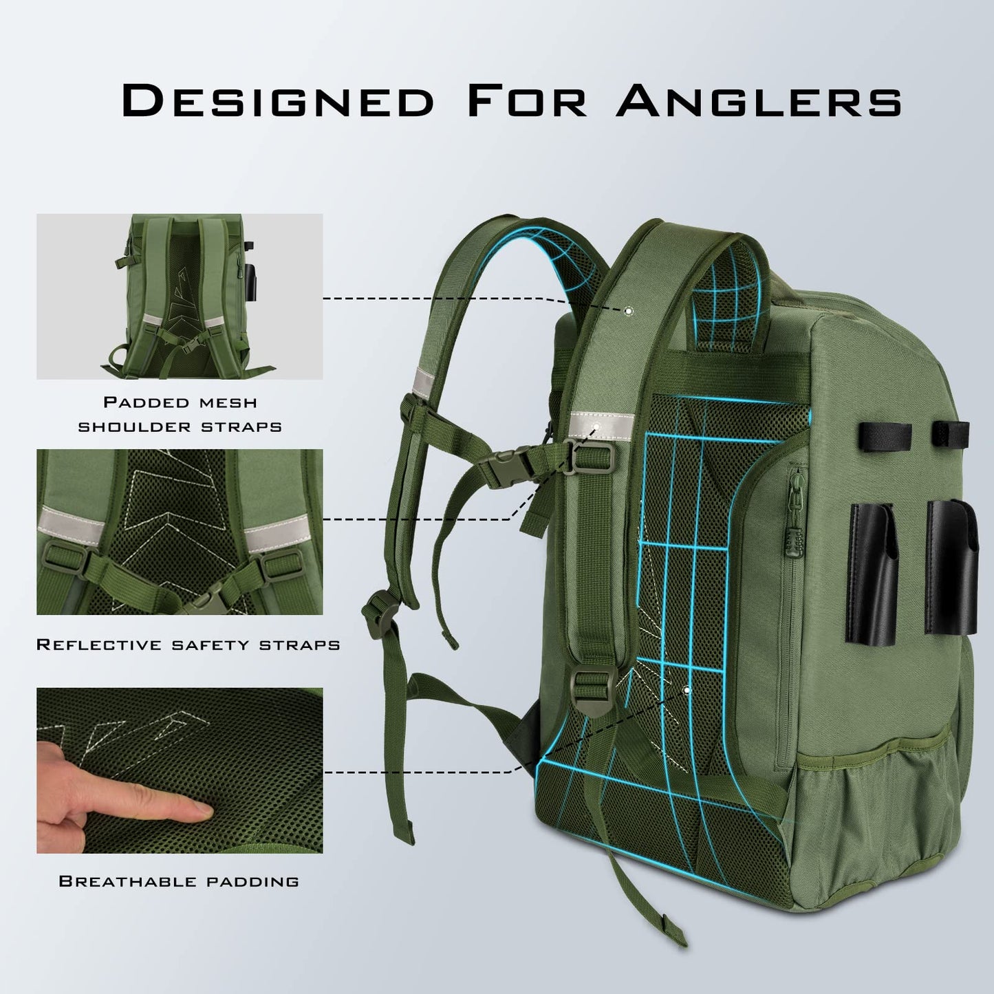 KastKing KarryAll Fishing Tackle Backpack with Rod Holder 4 Tackle Boxes,40/26L Tackle Bag Storage Fishing Gear and Equipment