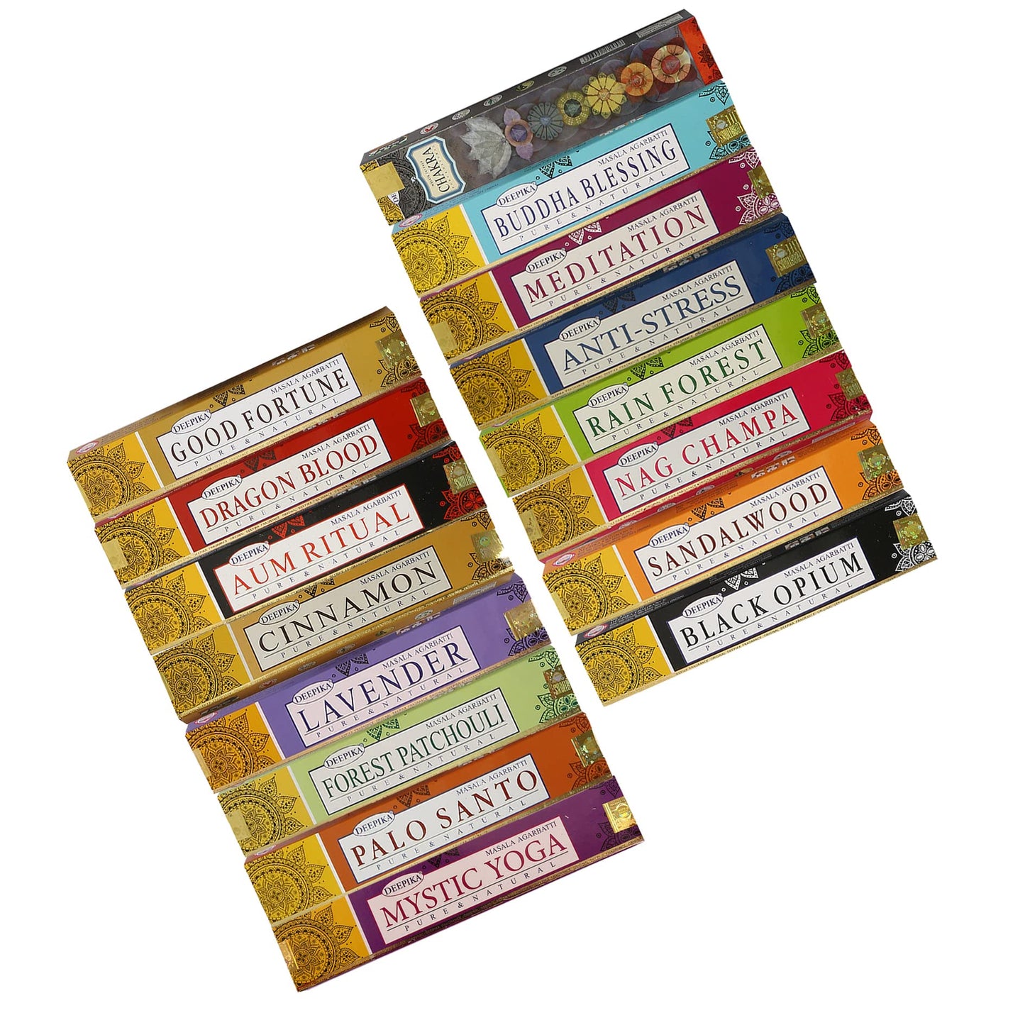 Satya Premium Mix Assorted Incense Sticks Set of 12 Pack | for Meditation, Aromatherapy, Healing, Yoga, Positivity and Relaxation | 180 Sticks (12Packs X 15Sticks)