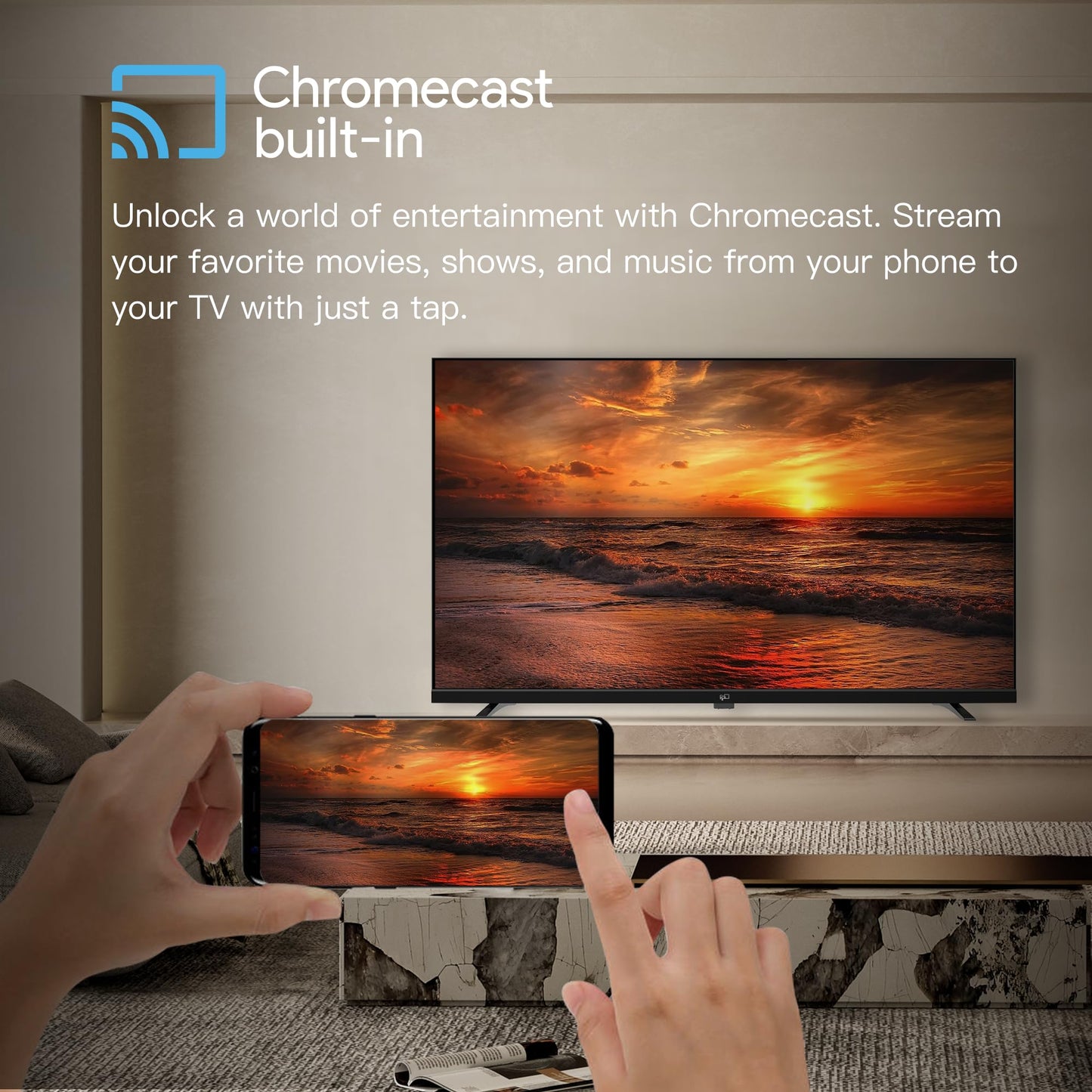 FPD 43 Inch Smart TV, 4K UHD LED Flat Screen Google TV with Google Cast, Bluetooth, HDMI, Streaming Live, HDR 10, Dolby Vision, Ultra Slim Television(Canvas-Series, CG43-C3, 2025)