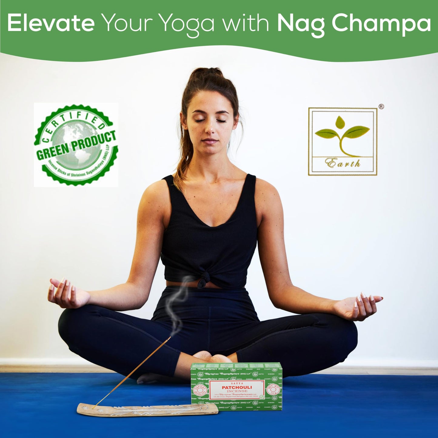 Satya Divine Blessings Incense Sticks, Satya Bng (Bangalore) Insenses 15gmx12 Pack with Raajsee Incense Holder Bundle, Satya Nagchampa Natural Incense