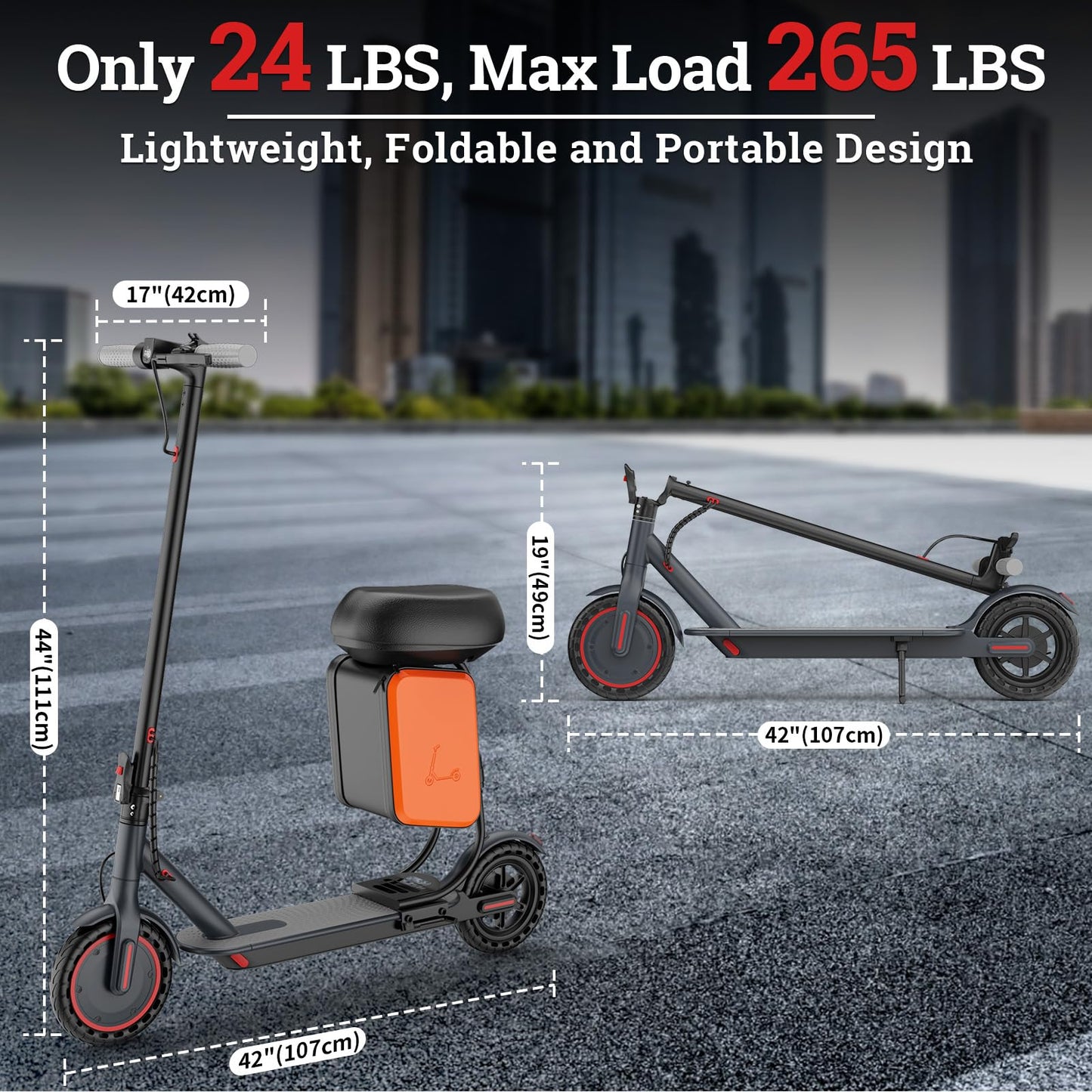 Electric Scooter for Adults, 350W/500W Motor, 16-22 Miles Range, 8.5"/10" Solid Tires, Dual Braking & Suspension, Folding Portable Commuting E-Scooter with App