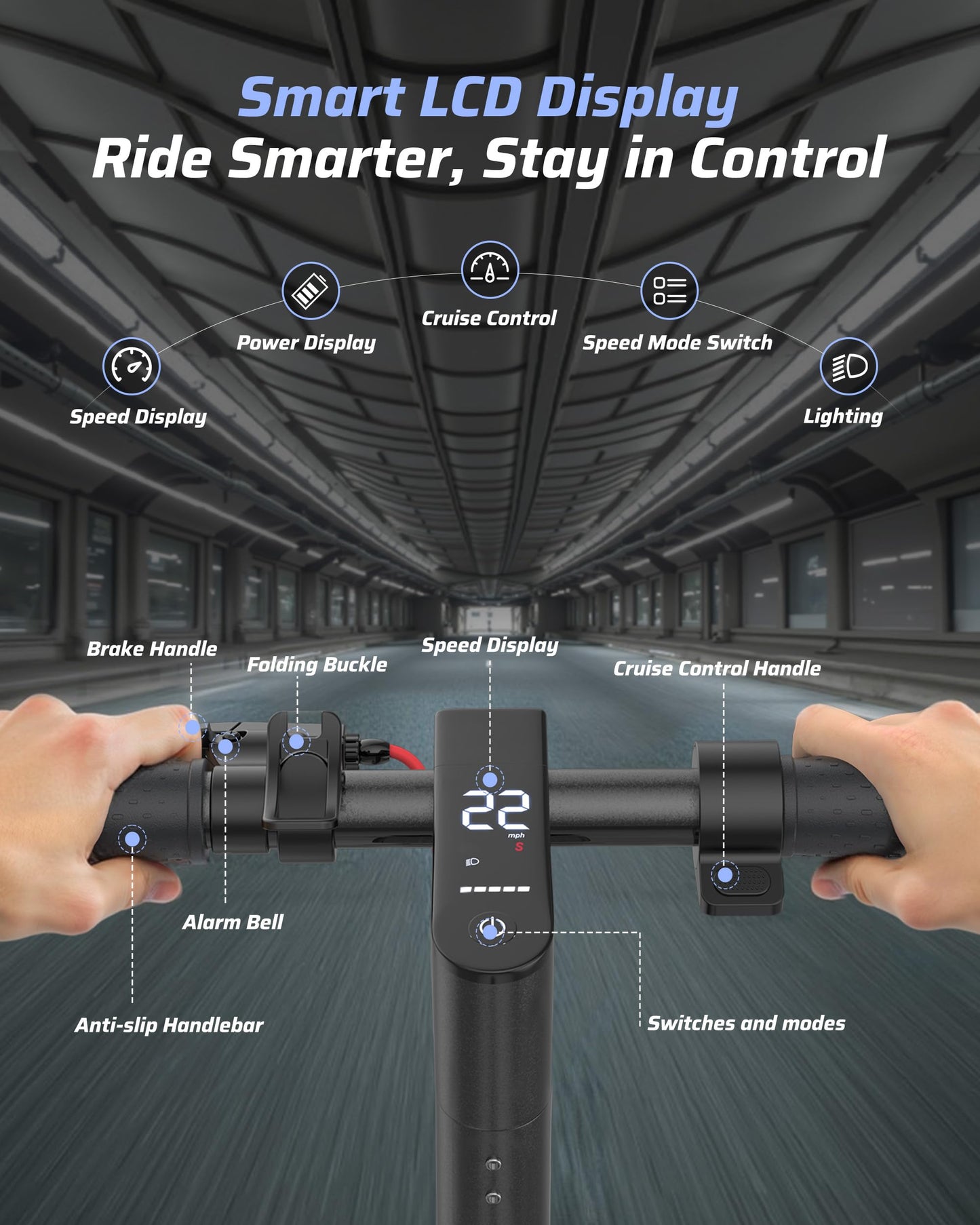 Electric Scooter for Adults, 350W/500W Motor, 16-22 Miles Range, 8.5"/10" Solid Tires, Dual Braking & Suspension, Folding Portable Commuting E-Scooter with App