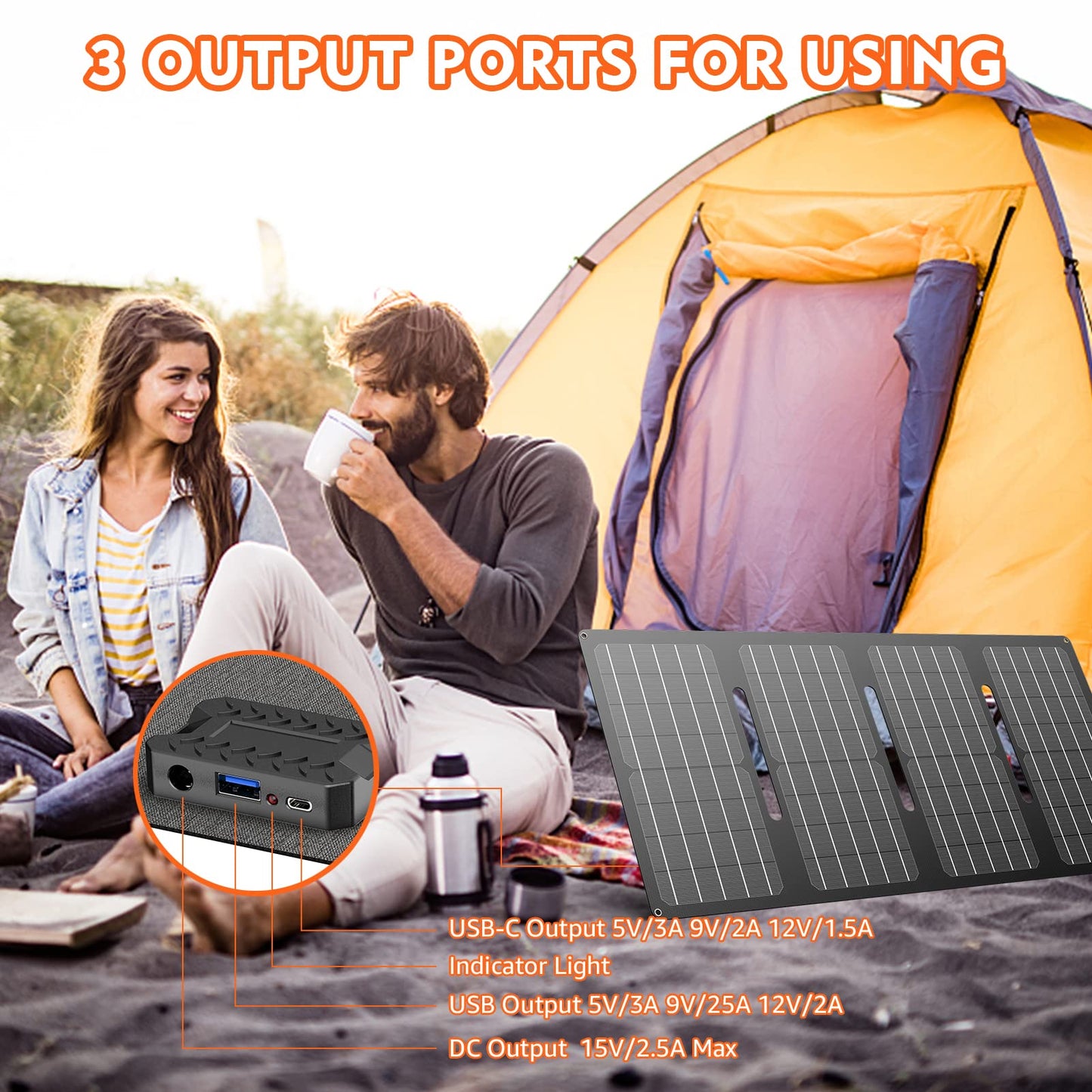 Solar Powered Generator 300W Rated, Portable Solar Generator Power Station with Solar Panels 40W Included, 220Wh Sola Power Bank with AC Outlet 110V Pure Sine Wave for Home Use Camping Outdoor