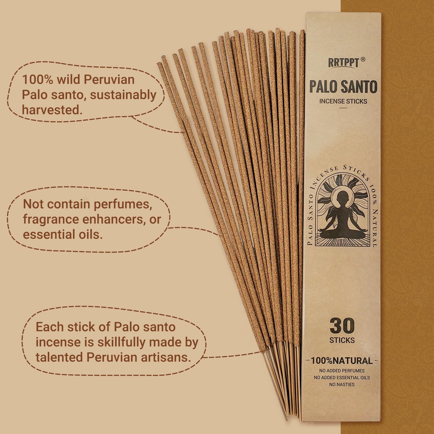 White Sage Incense Sticks (50 Sticks), 100% Natural sustainably harvested White Sage, Suitable for Yoga, Meditation, Relaxation, and Spiritual Purification