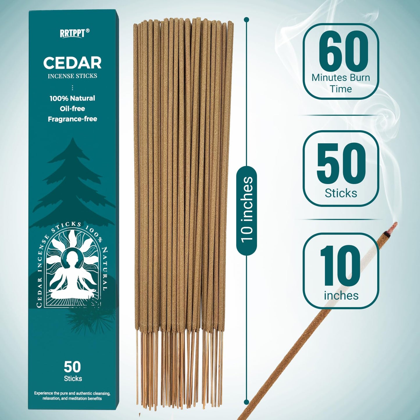 White Sage Incense Sticks (50 Sticks), 100% Natural sustainably harvested White Sage, Suitable for Yoga, Meditation, Relaxation, and Spiritual Purification