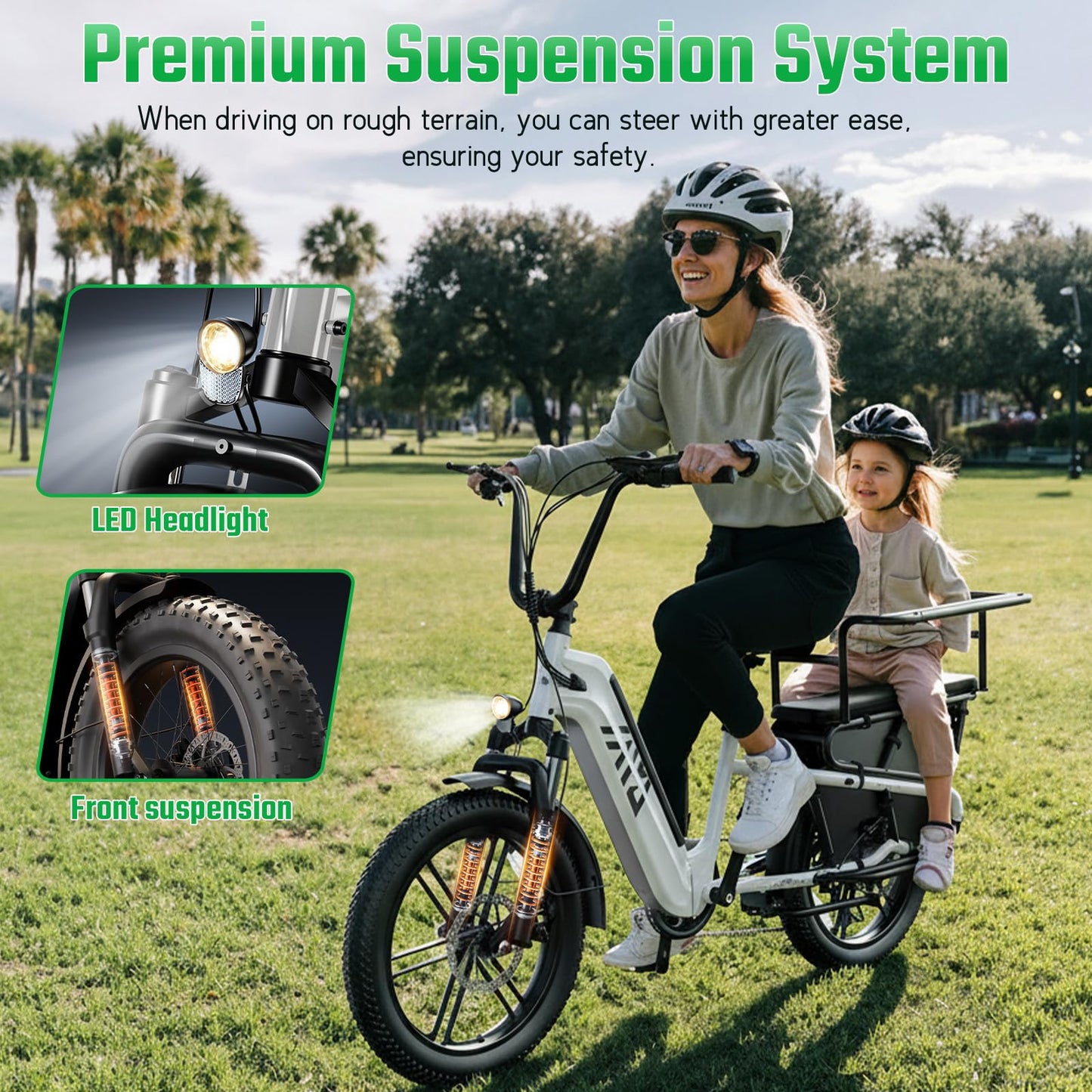 TST Electric Bike for Adults 1500W Peak Motor Cargo EBike 60 Miles 28MPH 20" Fat Tire Ebikes 48V 15Ah Removable Battery Electric Bicycle Rear Rack with Basket,UL 2849 Certification