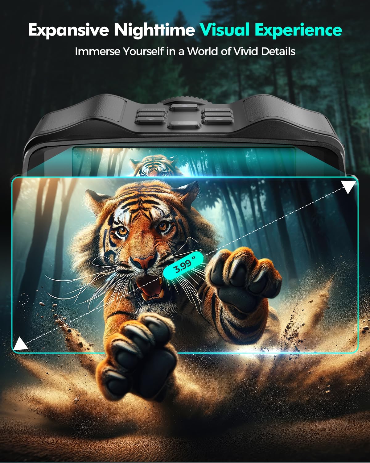 Night Vision Goggles for Adults, 3" HD Screen, 5000mAh Rechargeable Night Vision Binoculars with 32GB Card & 4K Video Recording for Wildlife, Hunting, Security