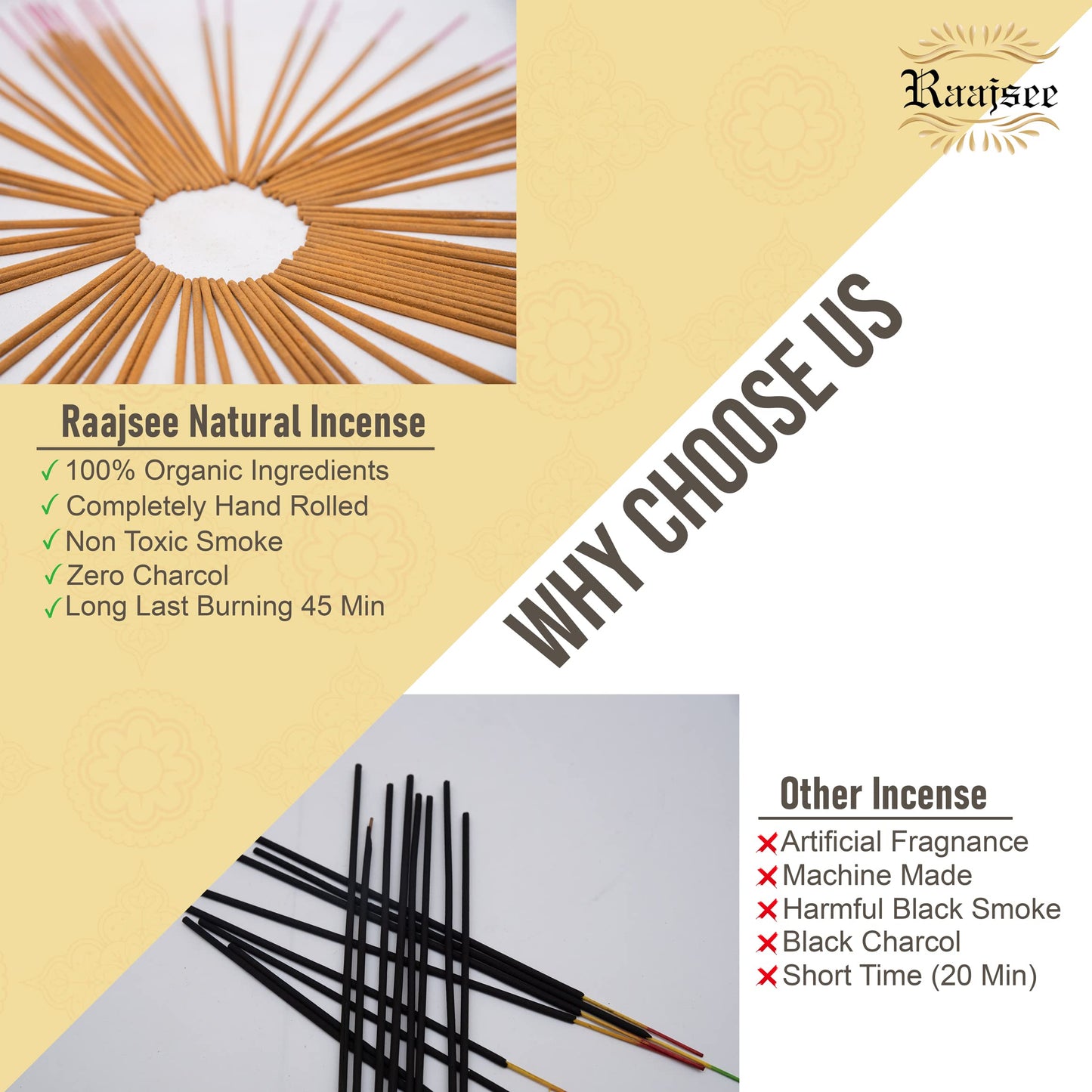 Raajsee Dragons Blood Incense Sticks (180 gm), 100% Pure Organic Natural Hand Rolled Free from Chemicals, (Pack of 12) Visit The raajsee Store