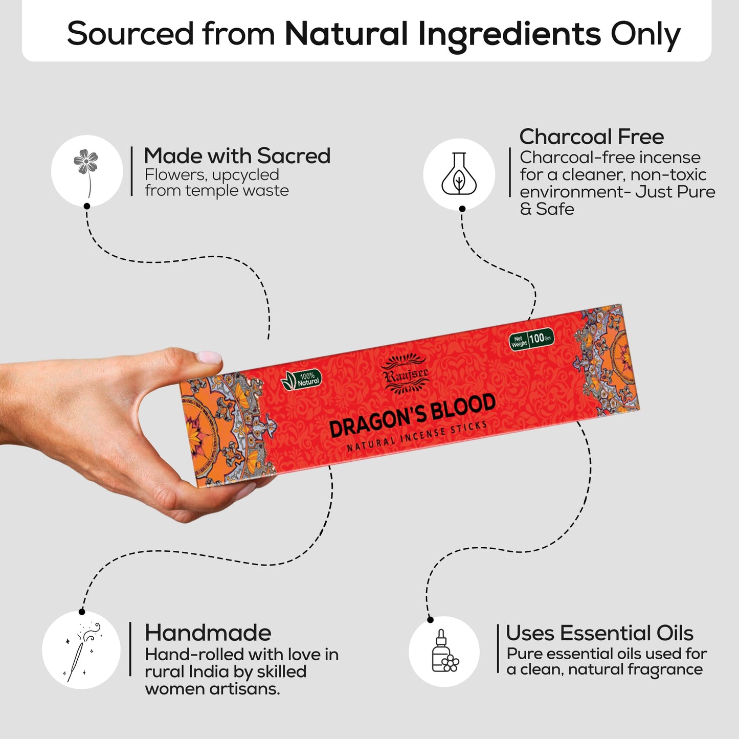 Raajsee Dragons Blood Incense Sticks (180 gm), 100% Pure Organic Natural Hand Rolled Free from Chemicals, (Pack of 12) Visit The raajsee Store