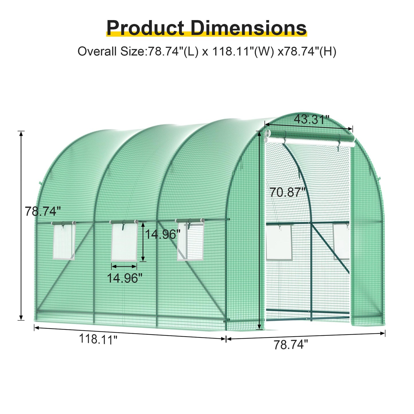 GOJOOASIS Greenhouse Outdoor Green House for Outside Winter Heavy Duty Large Walk-in Tunnel Portable Greenhouses for Backyard Plants Shed (10'x7'x7')