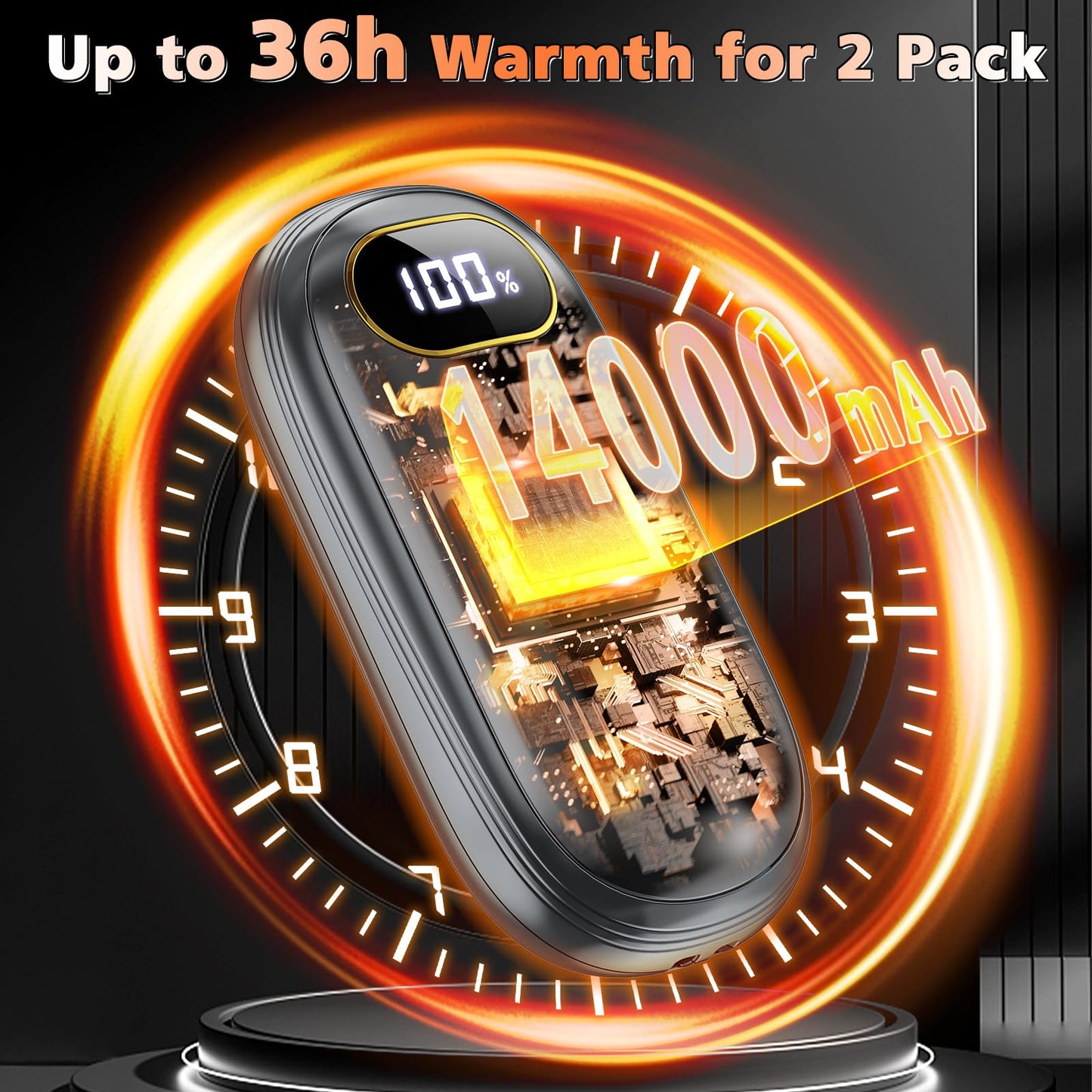 Hand Warmers Rechargeable - Electric Hand Warmers 2 Pack with Dual-Sided Heating for 15Hrs Warmth, LED Display & Flashlight, Hunting Essentials, Gifts for Christmas Man Women Raynauds Golf