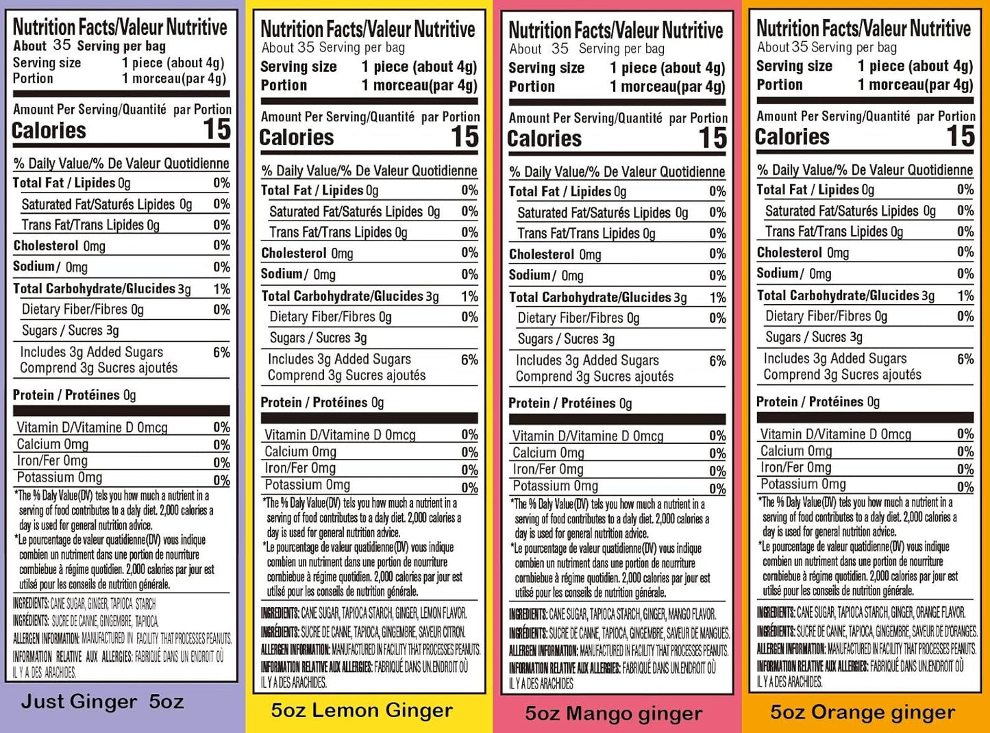 Gem Gem Ginger Candy Chewy Ginger Chews (Assorted Mix, 5.0oz, Pack of 12)