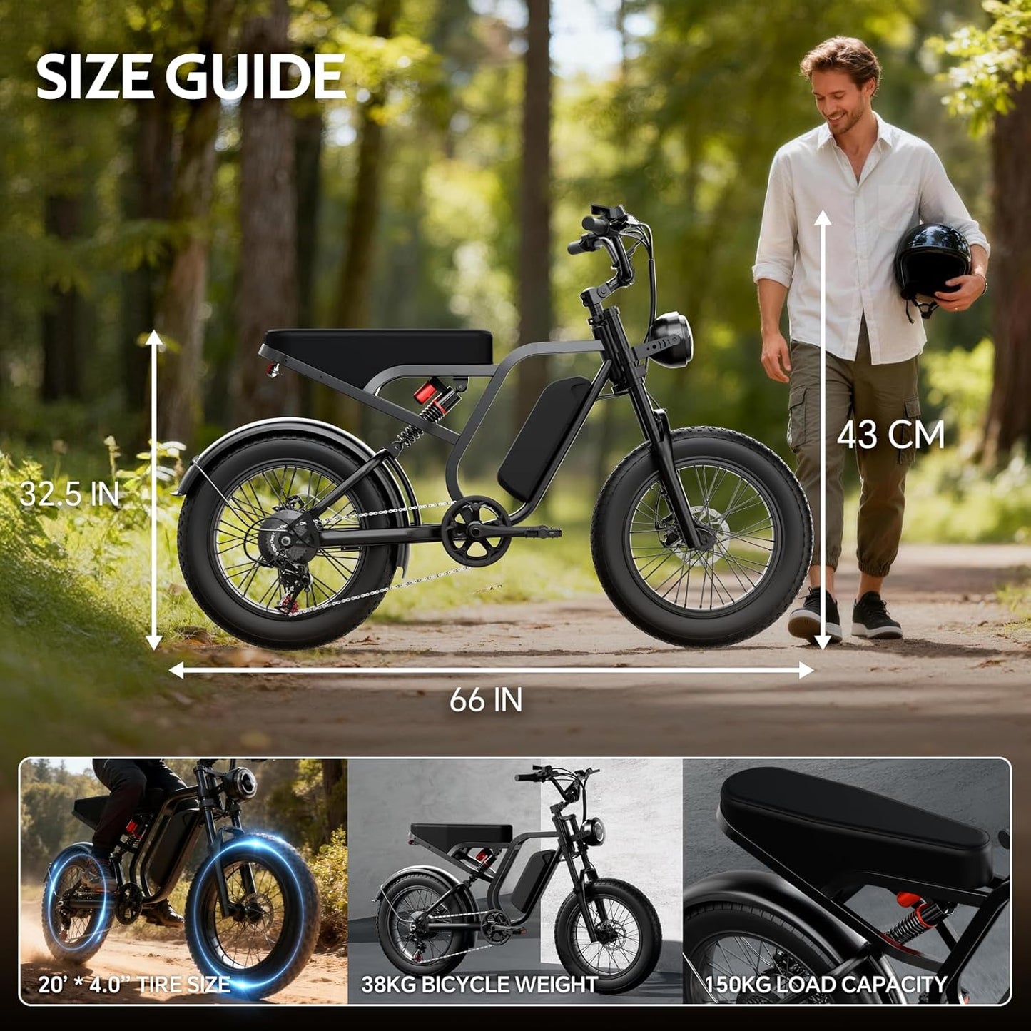 Hieha SU8 Electric Bike for Adults, 1500W Peak Motor, 60-Mile 31MPH All-Terrain Ebike, Step-Thru Commuter Fat Tire Bicycle, 48V 15Ah Removable Battery, Hydraulic Disc Brakes, UL Certified