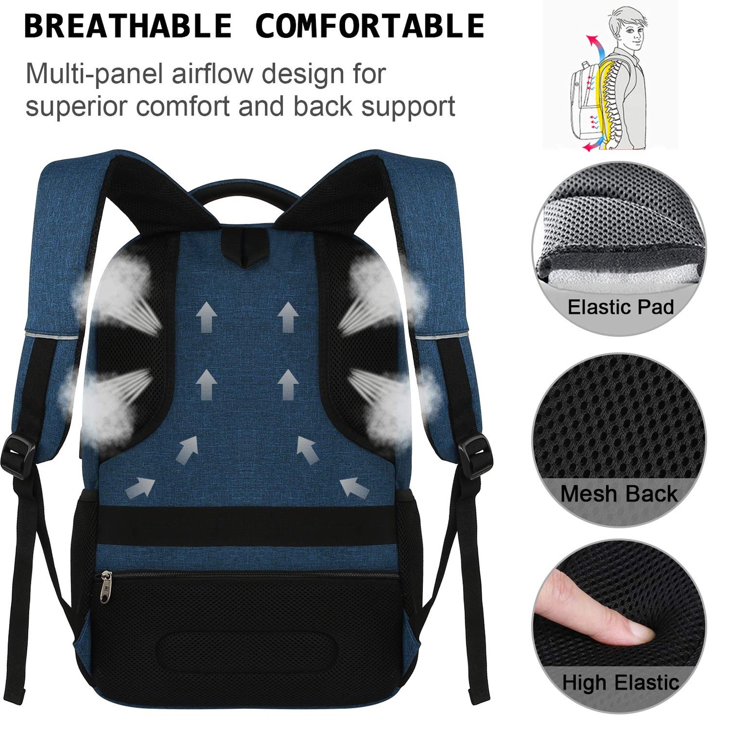 Laptop Backpack,Business Travel Anti Theft Slim Durable Laptops Backpack with USB Charging Port,Water Resistant College Computer Bag for Women & Men Fits 15.6 Inch Laptop and Notebook - Black