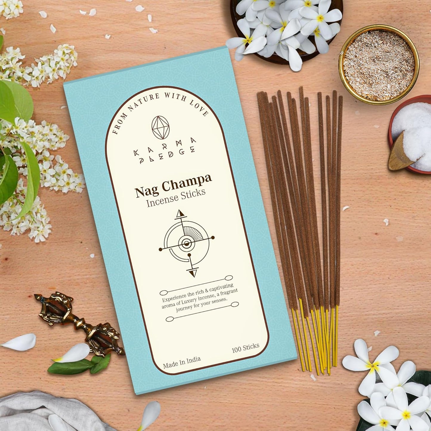 Incense Sticks, White Sage Incense, Made with Natural Ingredients, Hand Rolled Aromatic Masala, 40 Stick Pack, 45-60 Minute Burn Time, Best for Home Fragrance, Meditation, Yoga, Spiritual Healing