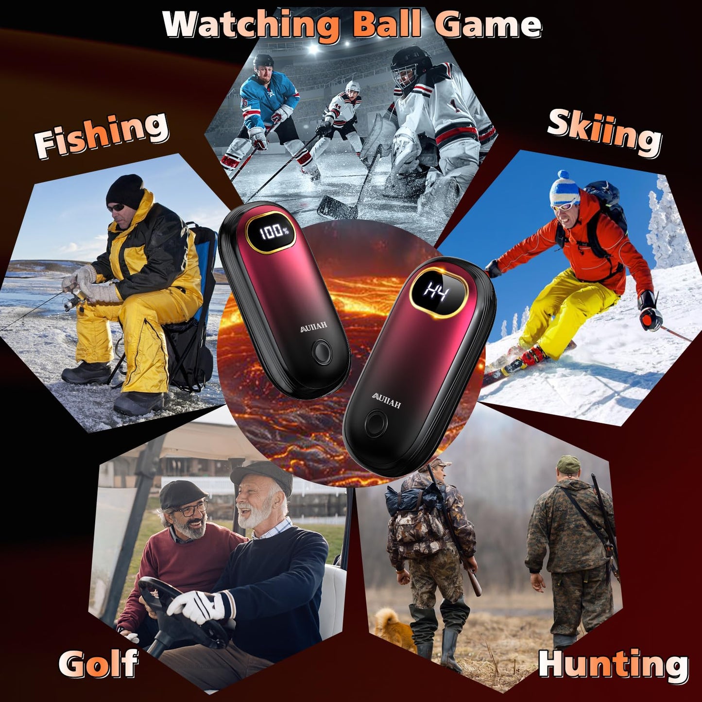 Hand Warmers Rechargeable - Electric Hand Warmers 2 Pack with Dual-Sided Heating for 15Hrs Warmth, LED Display & Flashlight, Hunting Essentials, Gifts for Christmas Man Women Raynauds Golf