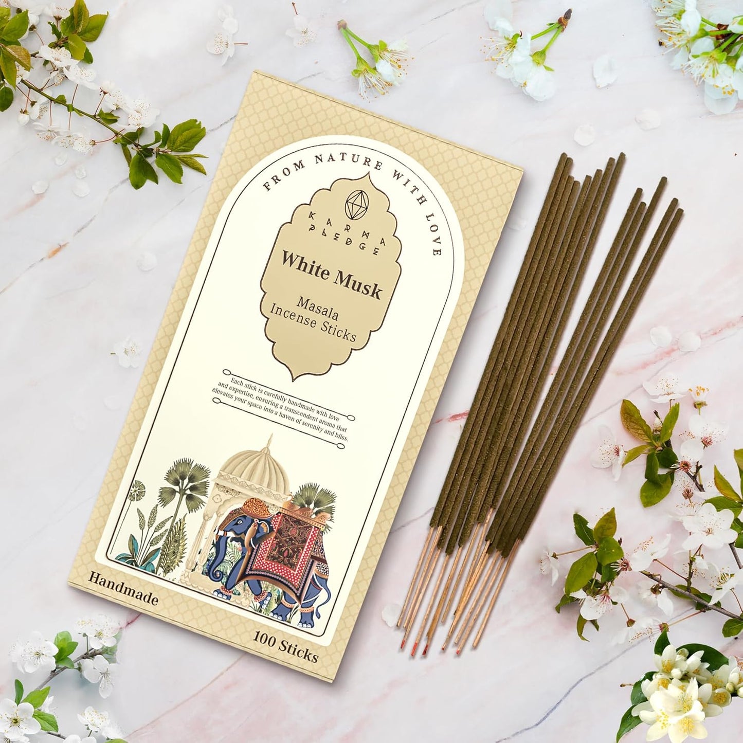 Incense Sticks, White Sage Incense, Made with Natural Ingredients, Hand Rolled Aromatic Masala, 40 Stick Pack, 45-60 Minute Burn Time, Best for Home Fragrance, Meditation, Yoga, Spiritual Healing