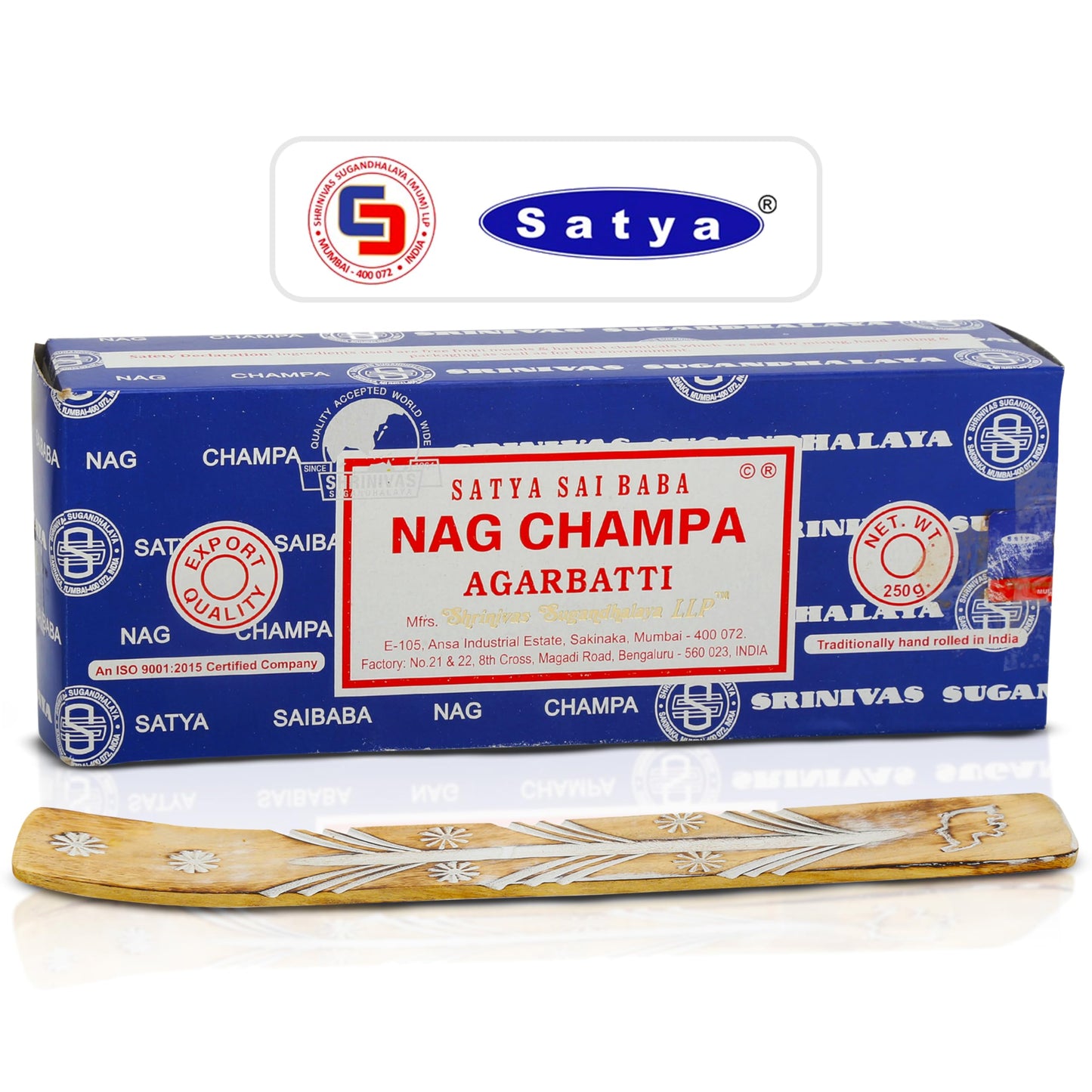 Satya Sai Baba Nagchampa Incense Sticks 250 gm Pack with Raajsee Insence Stick Holder, Inscent Sticks NagChampa Agarbatti, Natural & Chemical Free