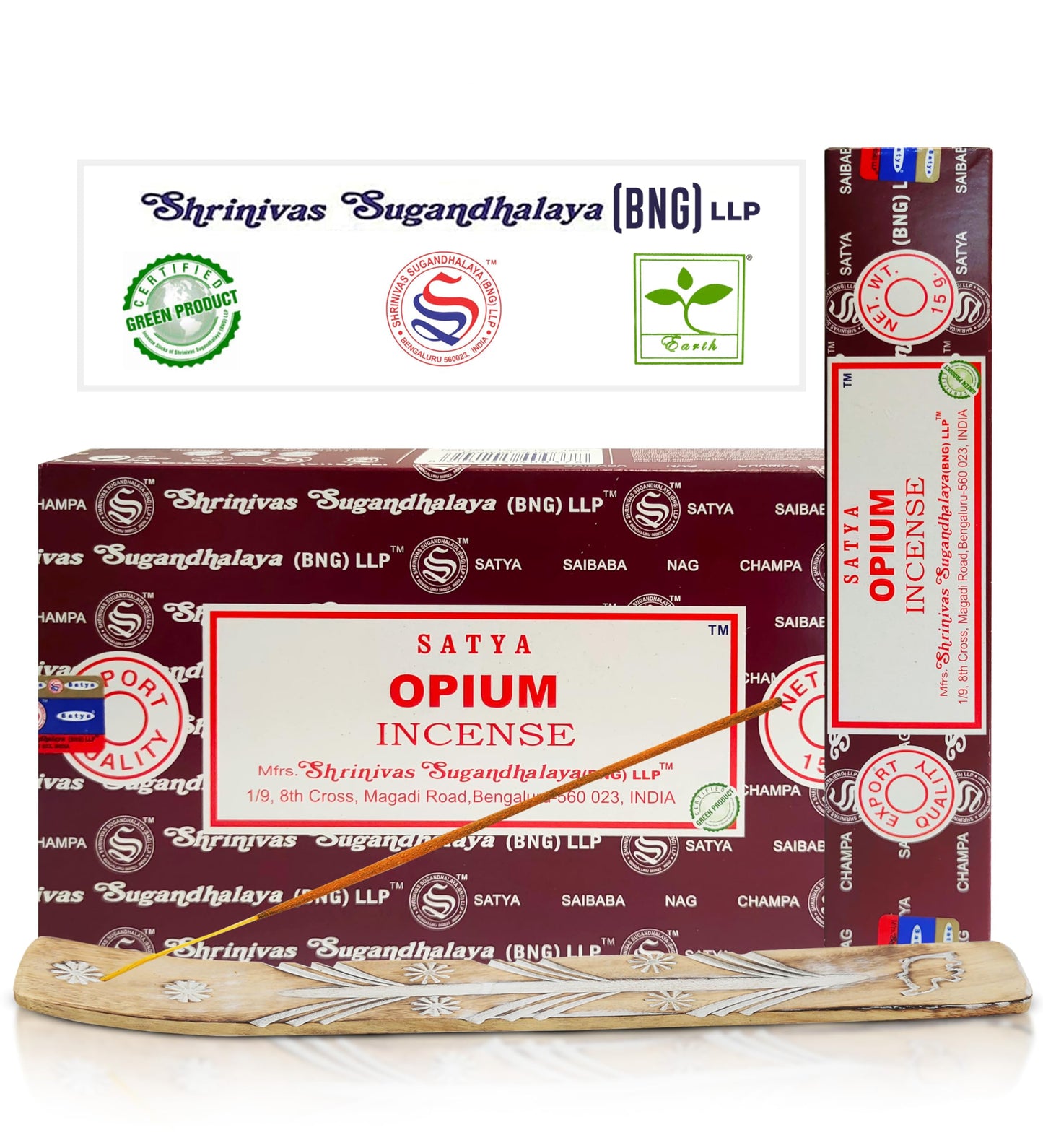Satya Divine Blessings Incense Sticks, Satya Bng (Bangalore) Insenses 15gmx12 Pack with Raajsee Incense Holder Bundle, Satya Nagchampa Natural Incense
