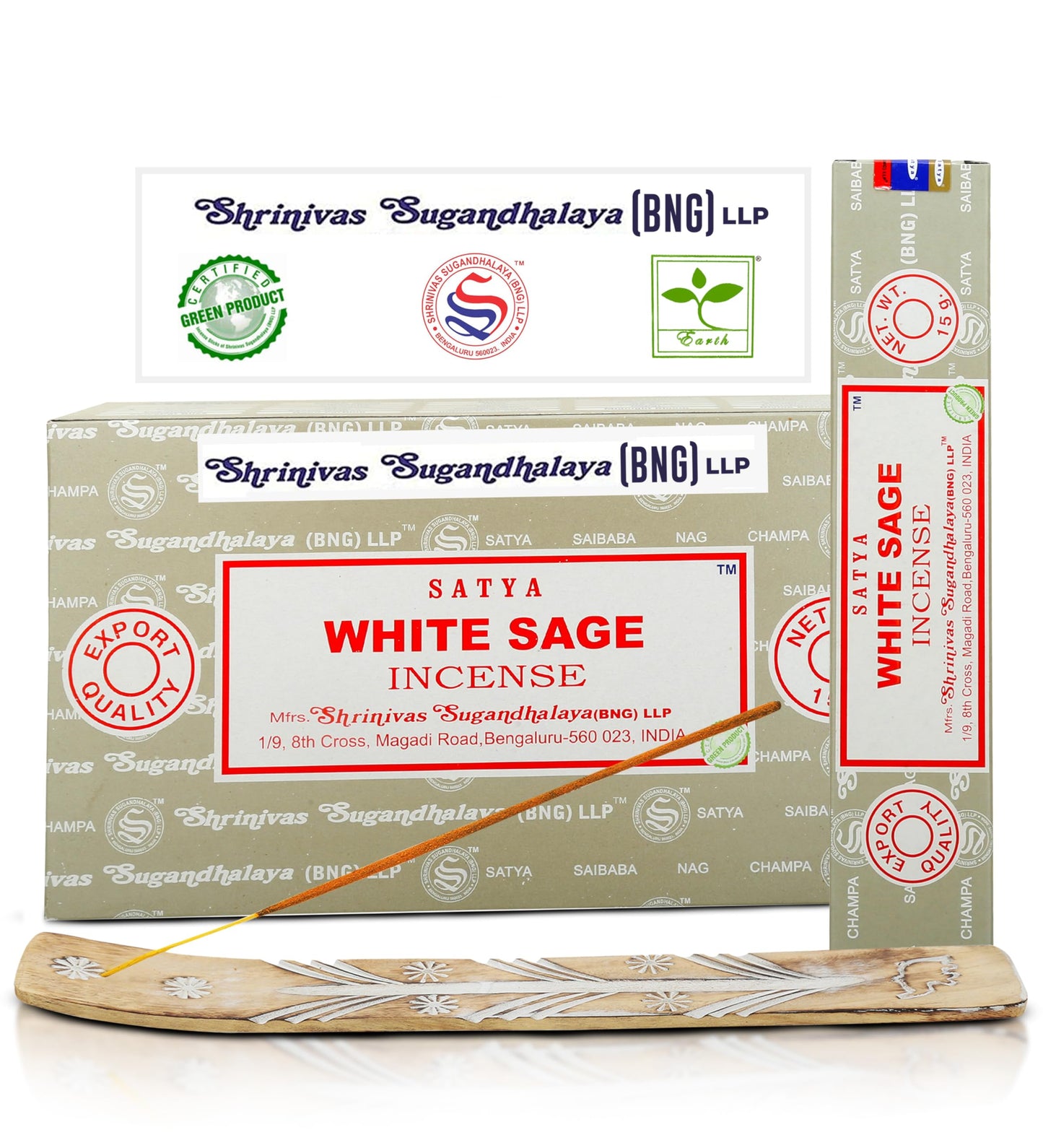 Satya Divine Blessings Incense Sticks, Satya Bng (Bangalore) Insenses 15gmx12 Pack with Raajsee Incense Holder Bundle, Satya Nagchampa Natural Incense