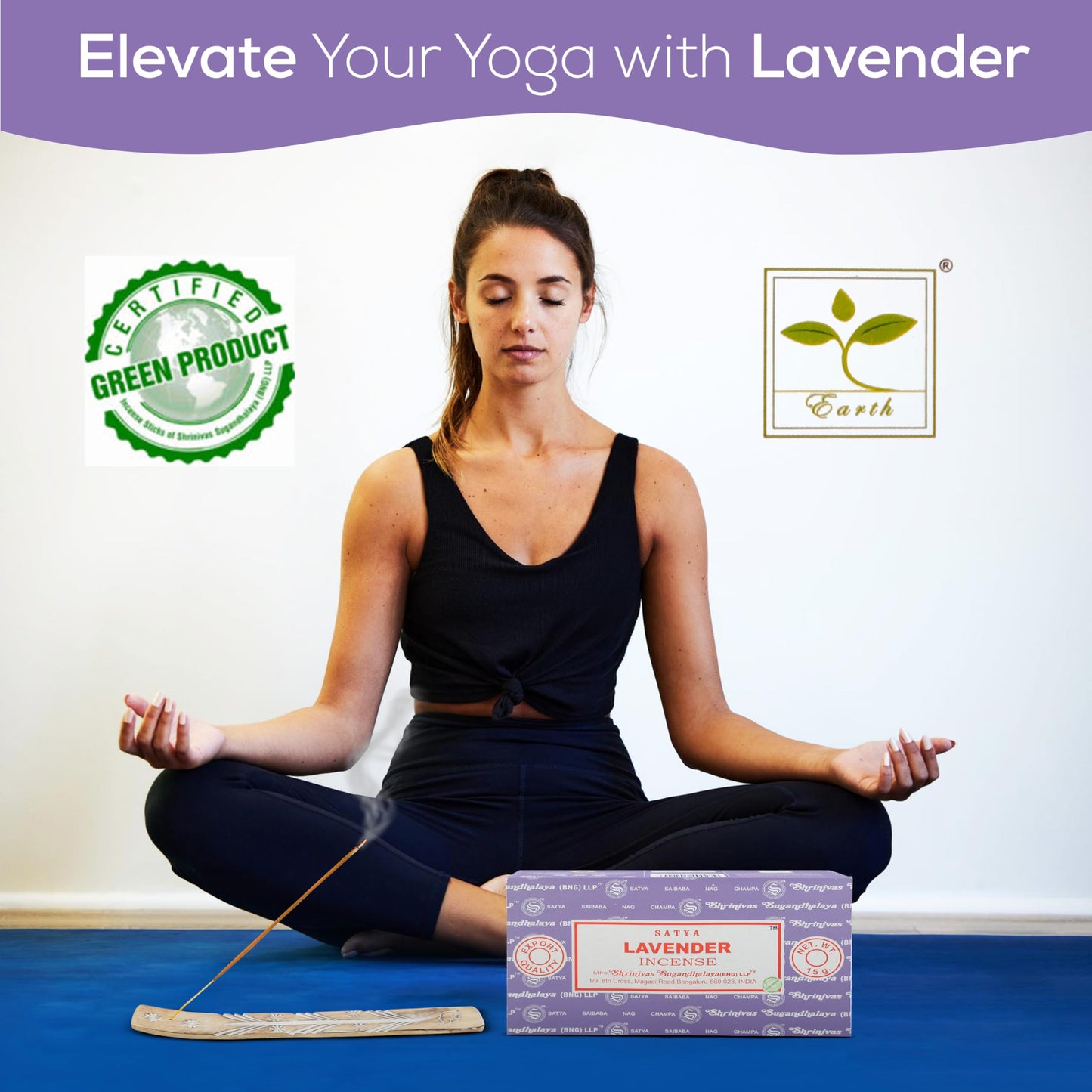 Satya Divine Blessings Incense Sticks, Satya Bng (Bangalore) Insenses 15gmx12 Pack with Raajsee Incense Holder Bundle, Satya Nagchampa Natural Incense