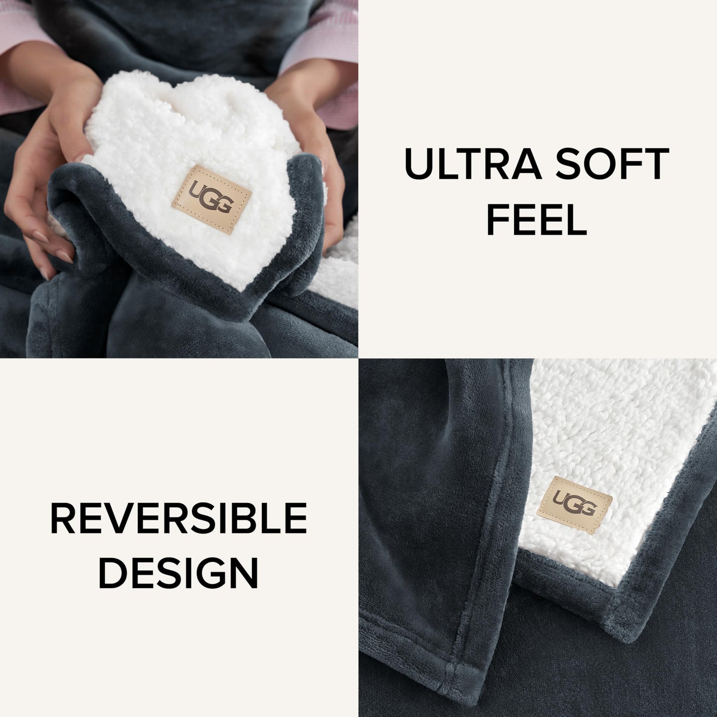 UGG Nita King/California King Blanket Fleece Fluffy Reversible Soft Fuzzy Bedding Cozy Plush Warm Oversized Blanket Machine Washable Bedroom Decor for Big Couch Bed, 110-inch x 90-inch, White Snow