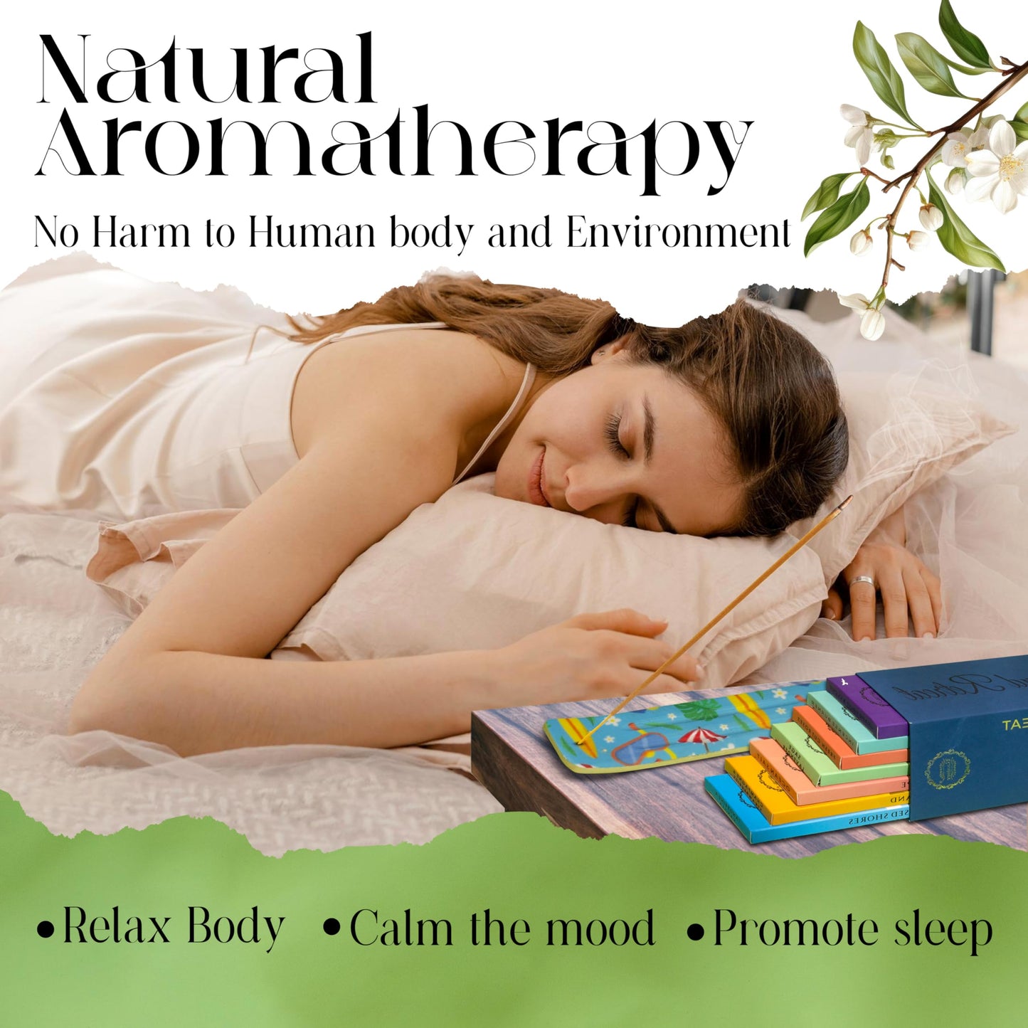Raajsee Natural Incense Sticks with Insence Holder- Pack of 6 Organic Inscent -120 Insense Sticks, Non Toxic Clean Burning, Boho Gift Set, Sage,Apple Pumpkin,Coconut, Coffee,Rosemary Patchouli