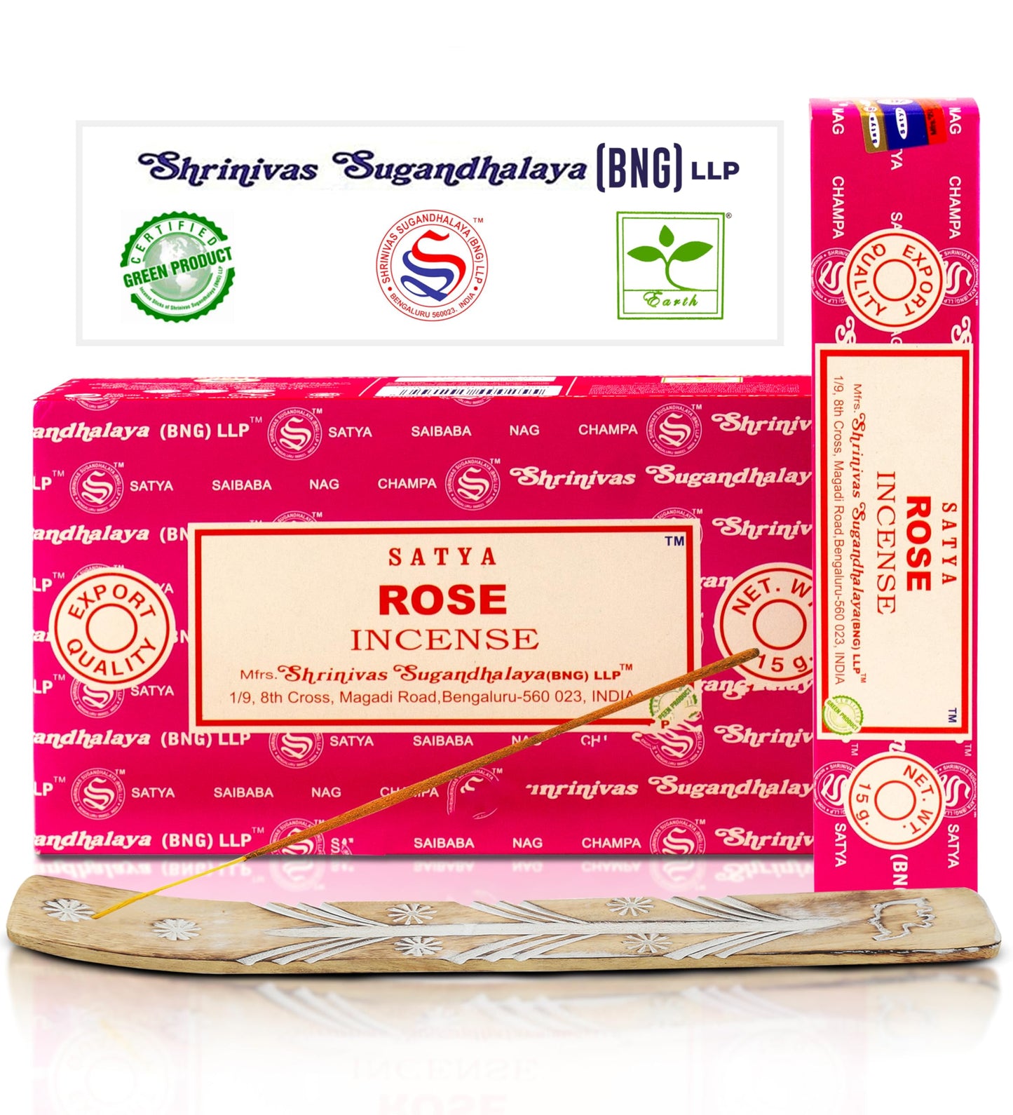 Satya Divine Blessings Incense Sticks, Satya Bng (Bangalore) Insenses 15gmx12 Pack with Raajsee Incense Holder Bundle, Satya Nagchampa Natural Incense