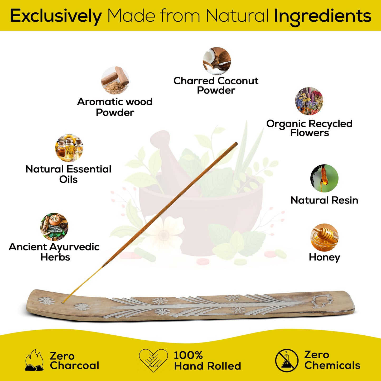 Satya Divine Blessings Incense Sticks, Satya Bng (Bangalore) Insenses 15gmx12 Pack with Raajsee Incense Holder Bundle, Satya Nagchampa Natural Incense
