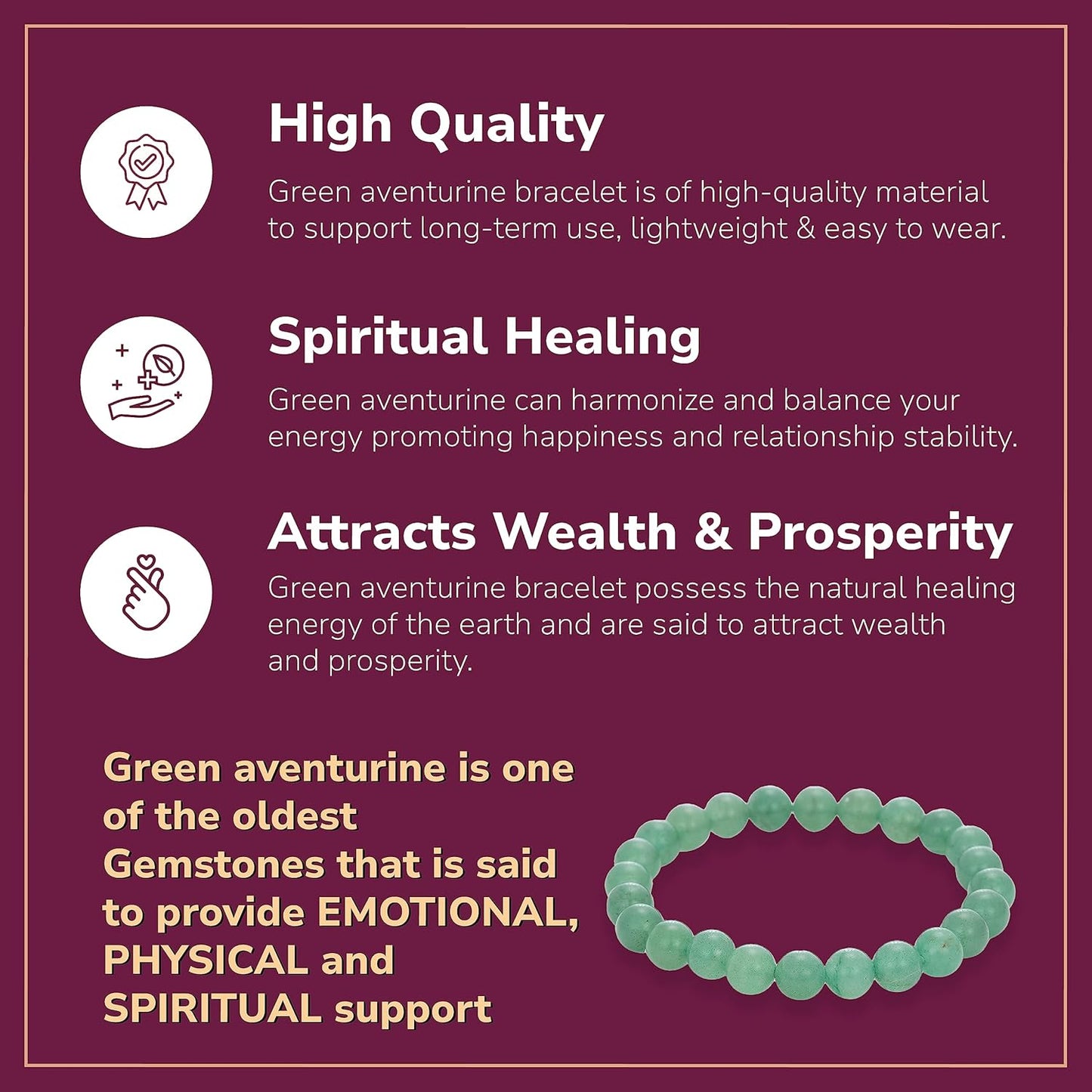 Crystal Vibe Handmade Natural Amethyst Bracelet for Women - Stretchable 8mm Bead Bracelet - Adjustable size Crystal Bracelet for Women