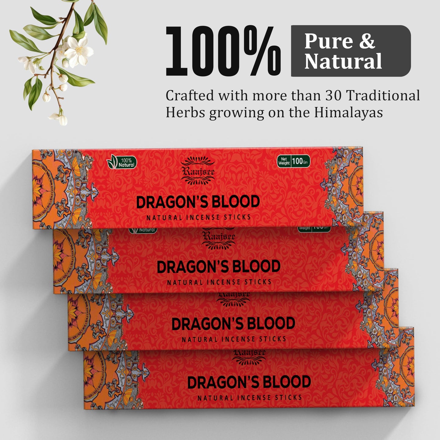 Raajsee Dragons Blood Incense Sticks (180 gm), 100% Pure Organic Natural Hand Rolled Free from Chemicals, (Pack of 12) Visit The raajsee Store