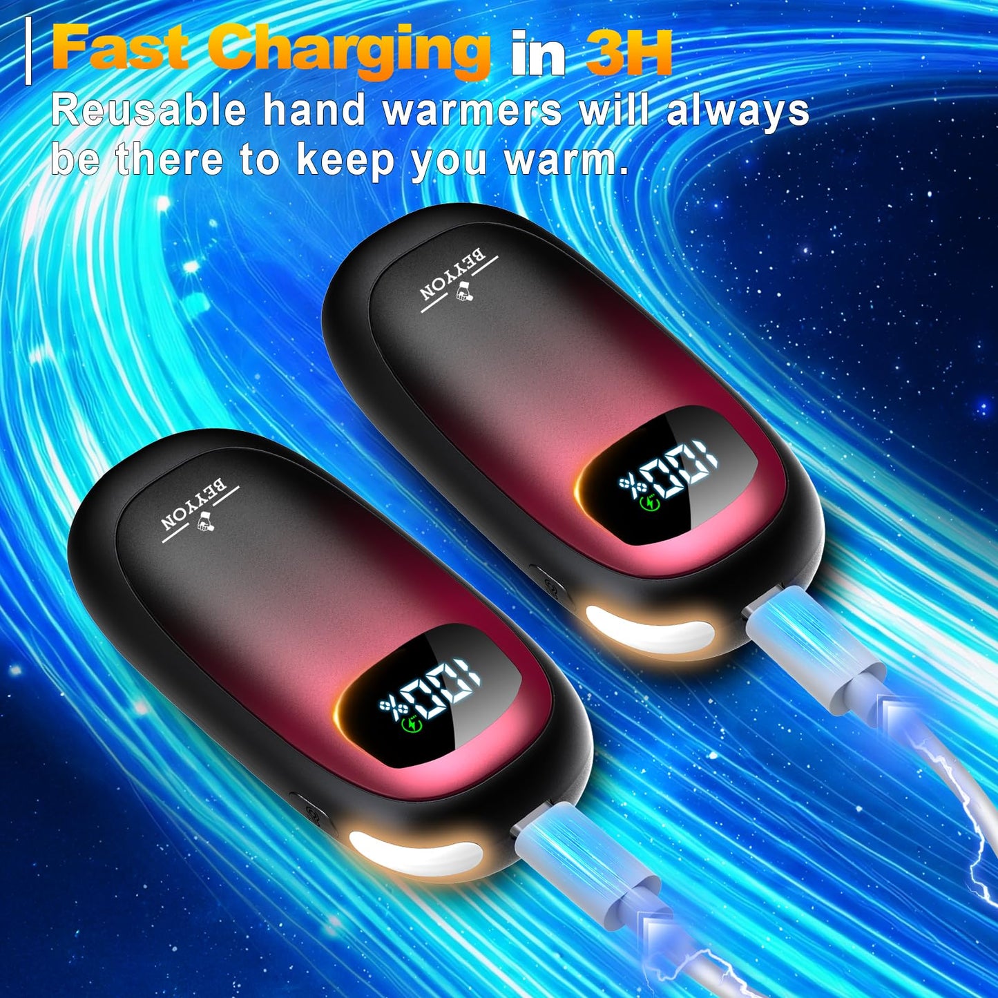 Hand Warmers Rechargeable-Electric Hand Warmers, Max 16 Hrs Warmth Up to 127℉, LED Display & Flashlight, Dual-Side Heating Portable Heater, Hunting Camping Essentials, Gifts for Men Women Raynauds