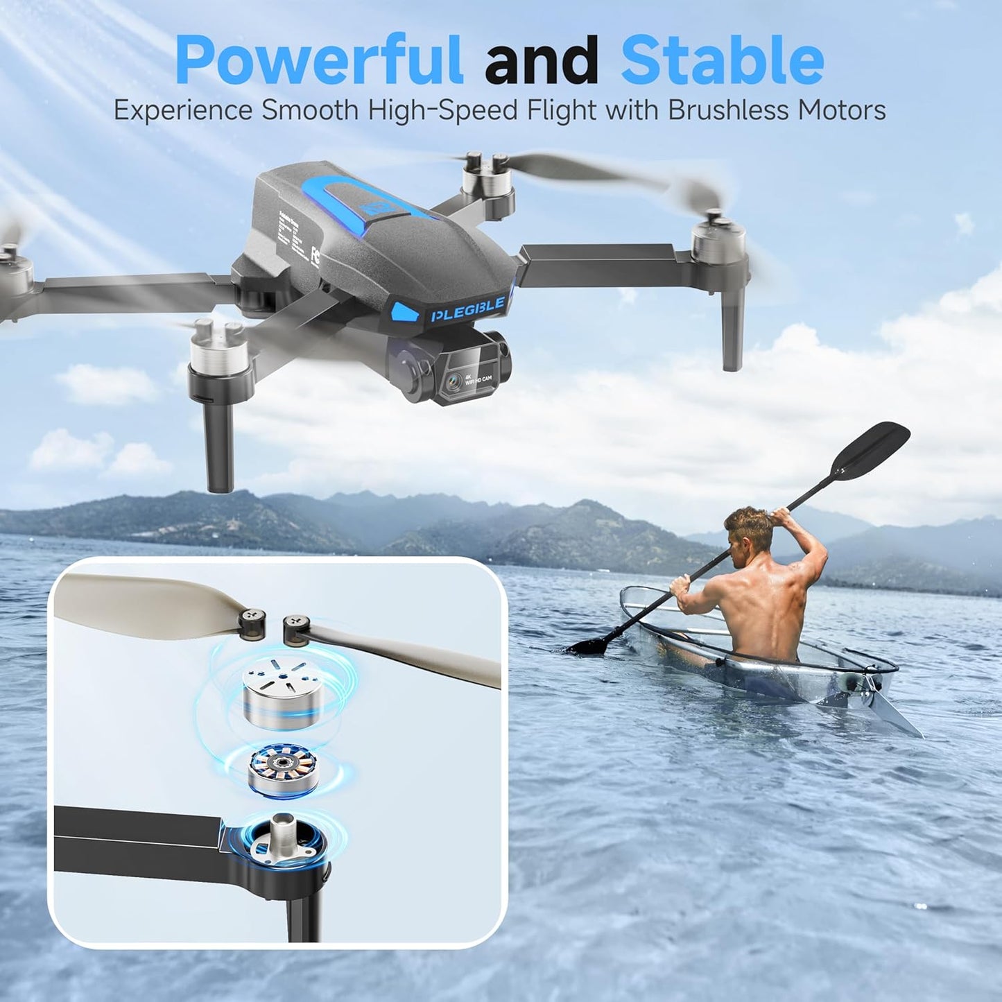 Drones with Camera for Adults 4K, Brushless Motor Drone for Kids Beginners, FPV Foldable RC Quadcopter with 3 Batteries, 45 Mins Long Flight Time, Beyond-Range Loss Alert, Toys Gifts for Men Boys