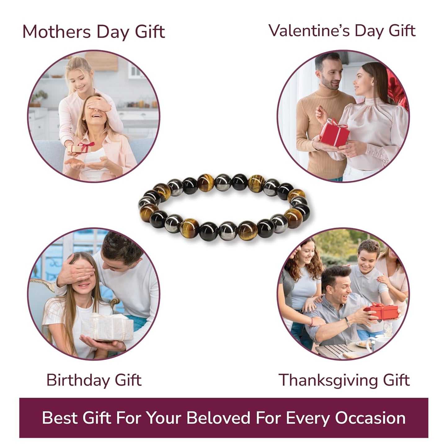 Crystal Vibe Handmade Natural Amethyst Bracelet for Women - Stretchable 8mm Bead Bracelet - Adjustable size Crystal Bracelet for Women