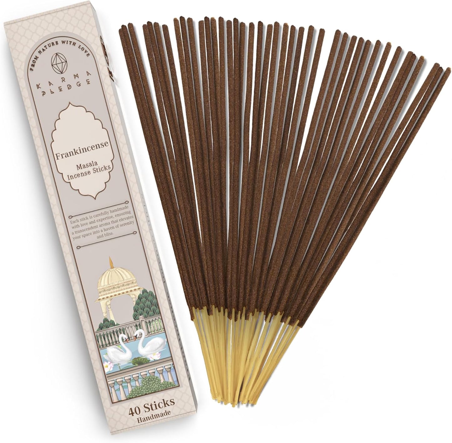 Incense Sticks, White Sage Incense, Made with Natural Ingredients, Hand Rolled Aromatic Masala, 40 Stick Pack, 45-60 Minute Burn Time, Best for Home Fragrance, Meditation, Yoga, Spiritual Healing