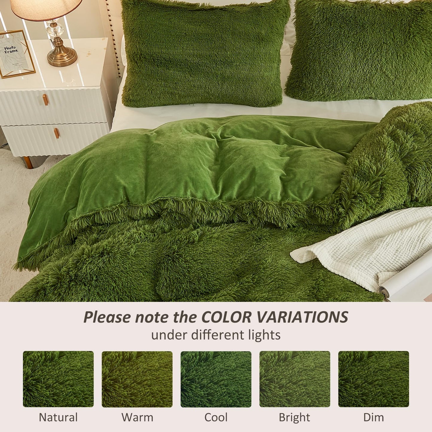 EMME Luxury Khaki Fuzzy Duvet Cover Set Twin Size Fluffy Comforter Cover Set 2 Pieces Shaggy and Plush Soft Bedding Duvet Covers (Tie Dye Khaki, Twin)
