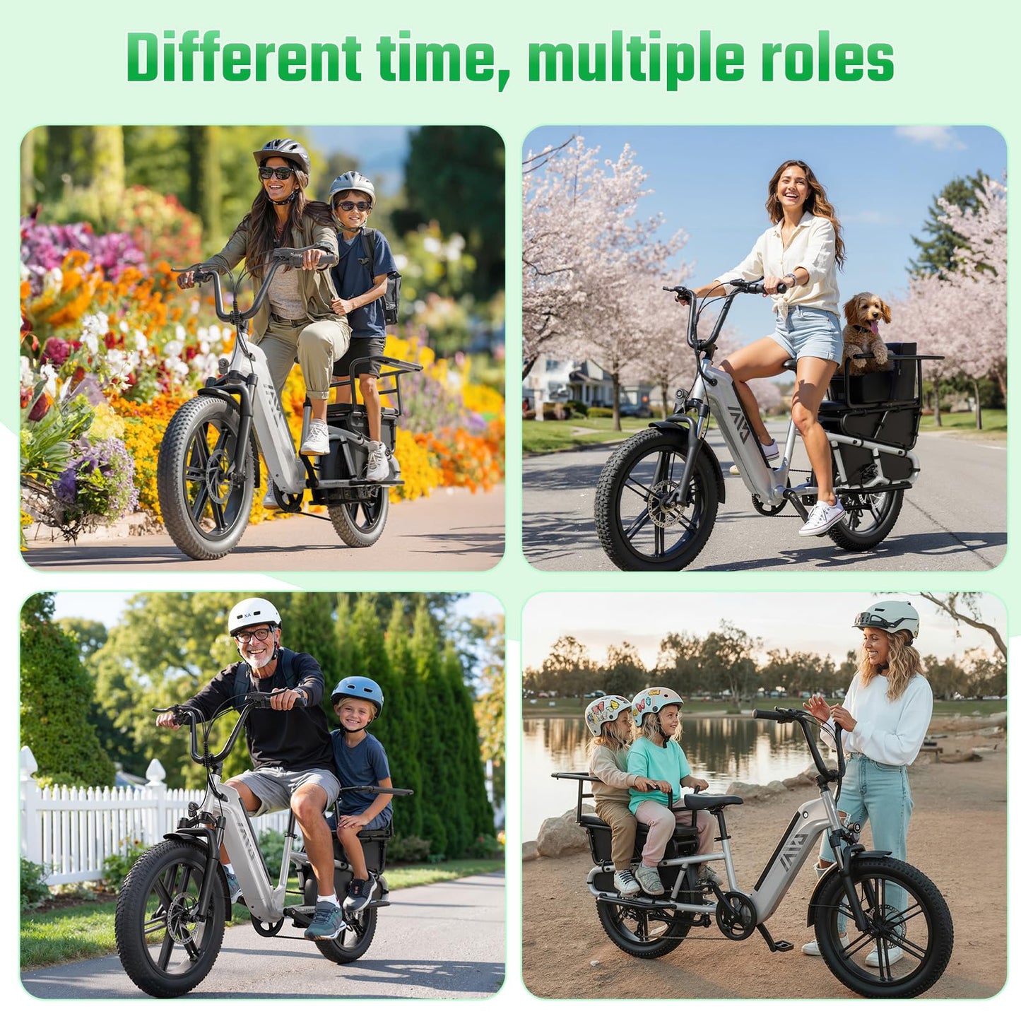 TST Electric Bike for Adults 1500W Peak Motor Cargo EBike 60 Miles 28MPH 20" Fat Tire Ebikes 48V 15Ah Removable Battery Electric Bicycle Rear Rack with Basket,UL 2849 Certification