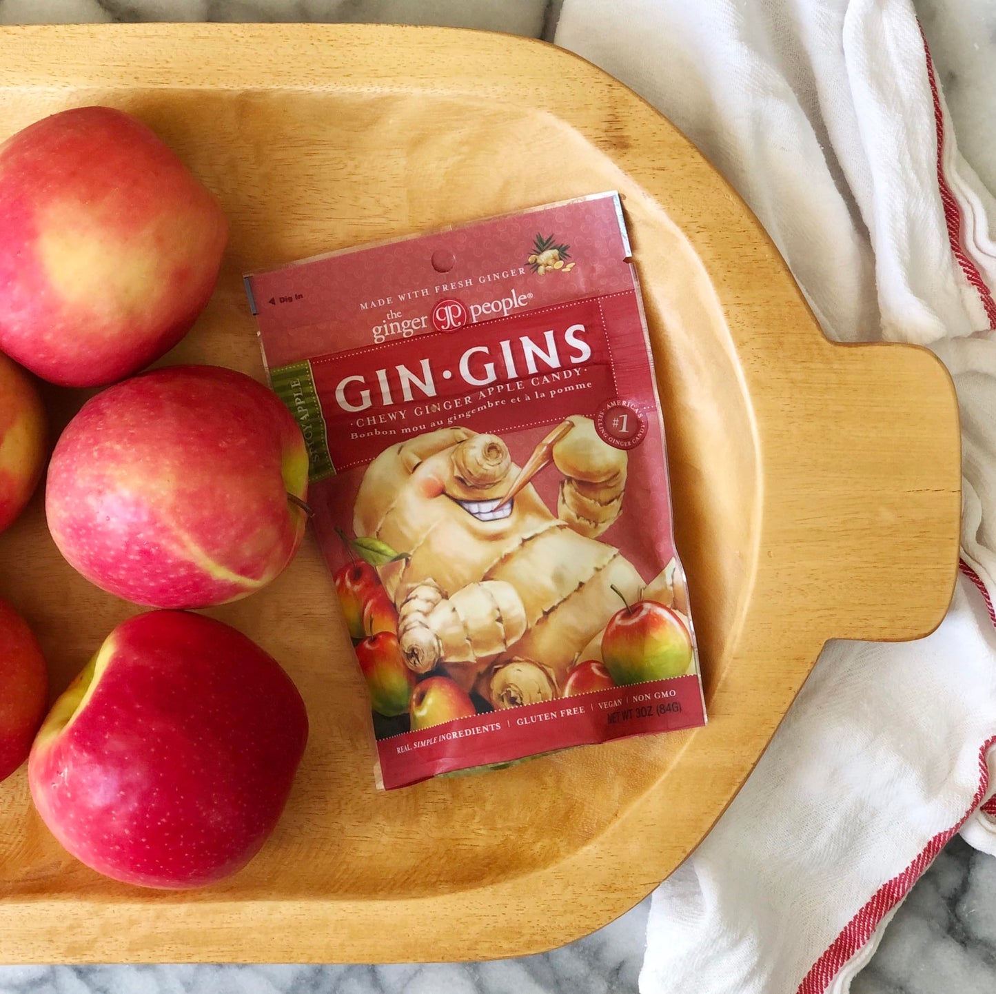 GIN GINS Ginger Chews – Natural Fresh Ginger Candy by The Ginger People – Individually Wrapped Healthy Candy – Original, Apple, Peanut and Turmeric Flavors – Variety Pack – 4 x 3oz bag each flavor (Pack of 4 bags)