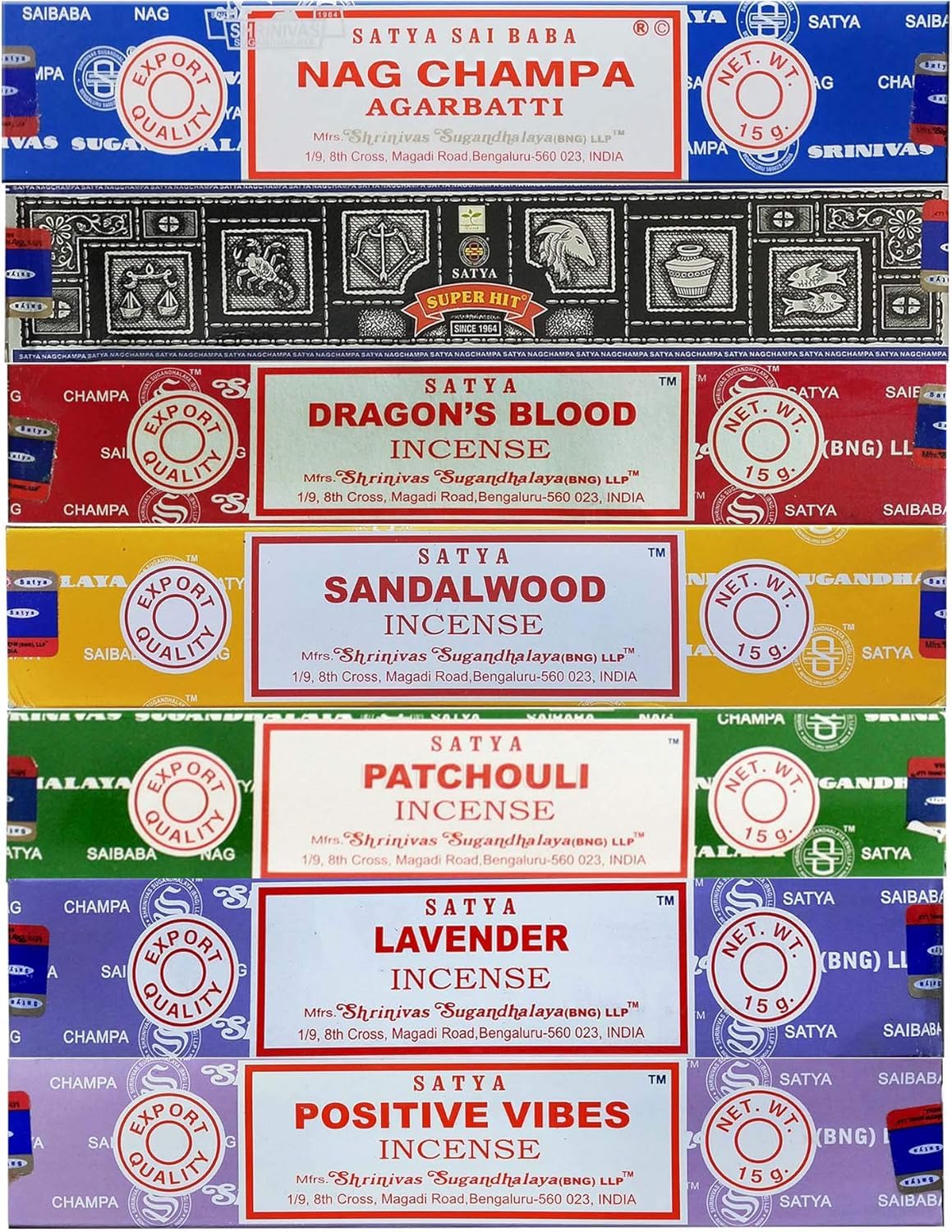 Satya Premium Mix Assorted Incense Sticks Set of 12 Pack | for Meditation, Aromatherapy, Healing, Yoga, Positivity and Relaxation | 180 Sticks (12Packs X 15Sticks)