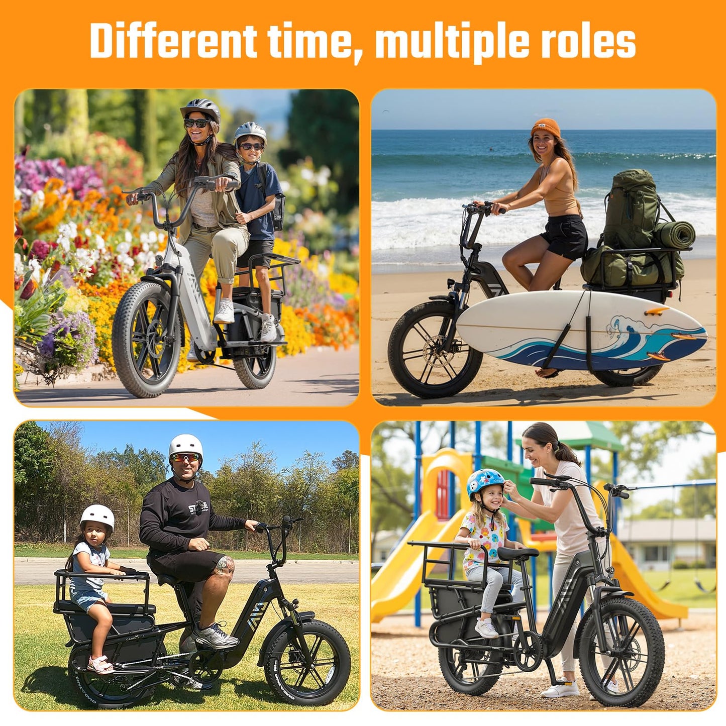 TST Electric Bike for Adults 1500W Peak Motor Cargo EBike 60 Miles 28MPH 20" Fat Tire Ebikes 48V 15Ah Removable Battery Electric Bicycle Rear Rack with Basket,UL 2849 Certification