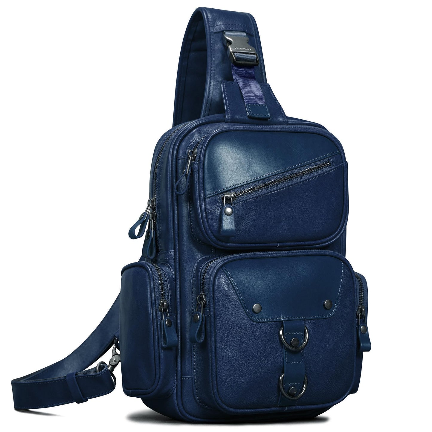 Genuine Leather Sling Bag for Men Large Crossbody Shoulder Bag Casual Sling Backpack Anti-Theft Travel Chest Purse